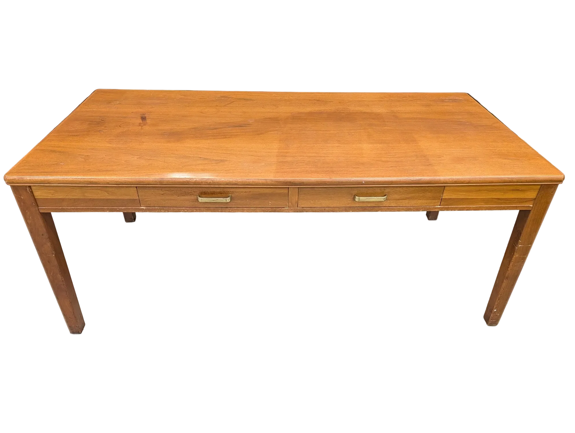 Mid-Century Style Wooden Desk with Two Drawers - Image 6