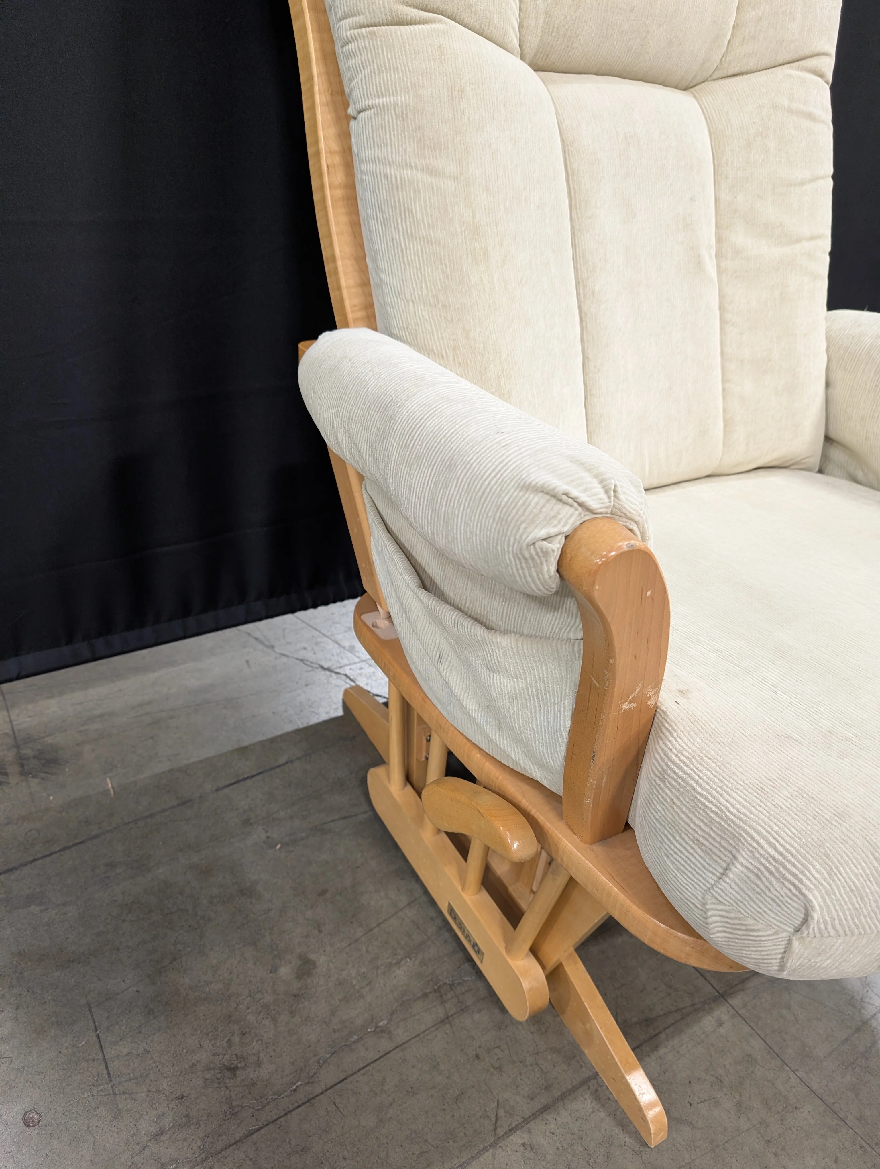DUTALIER Cream Ribbed Glider Chair and Ottoman Set - Image 3