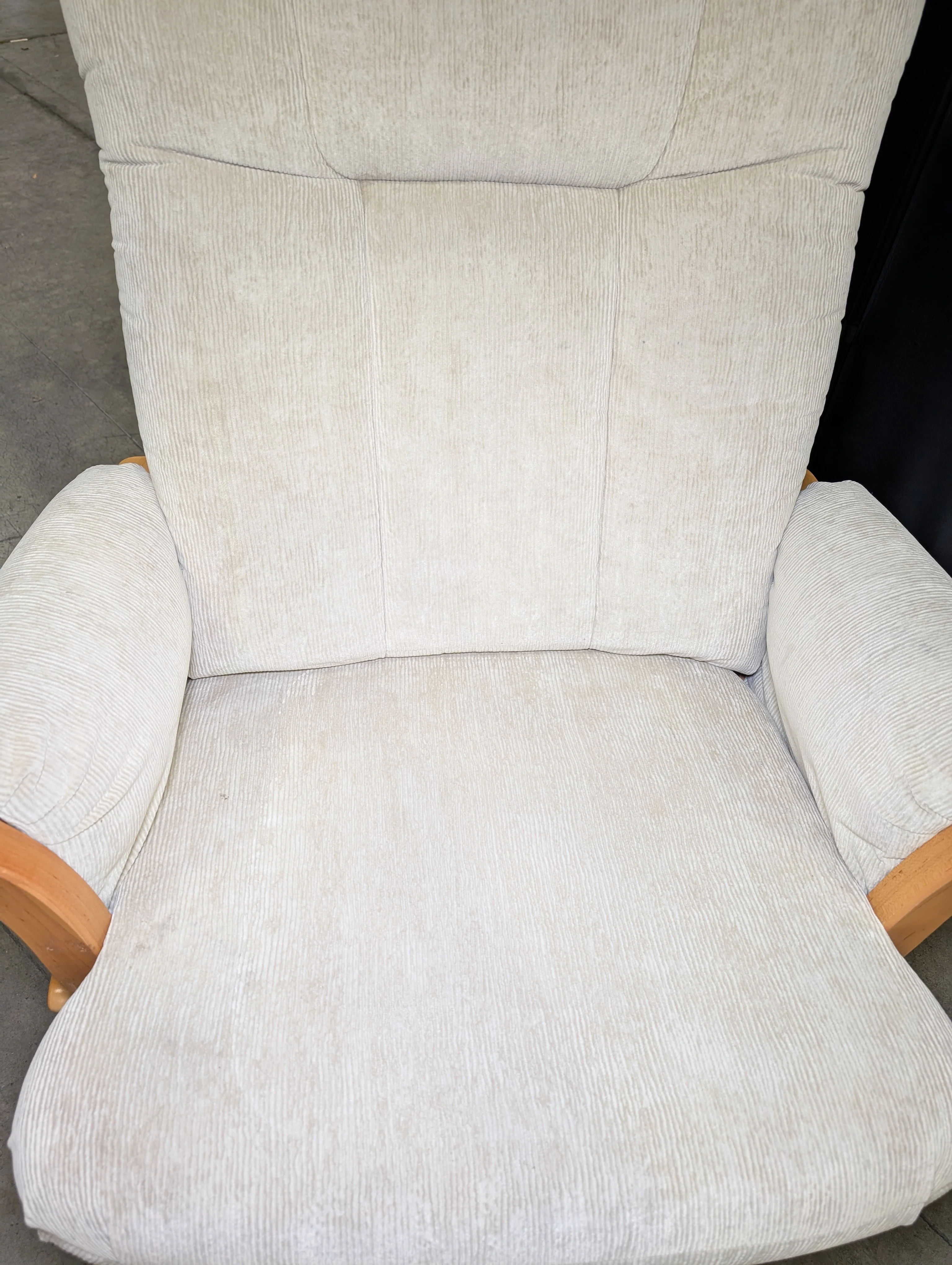 DUTALIER Cream Ribbed Glider Chair and Ottoman Set - Image 8