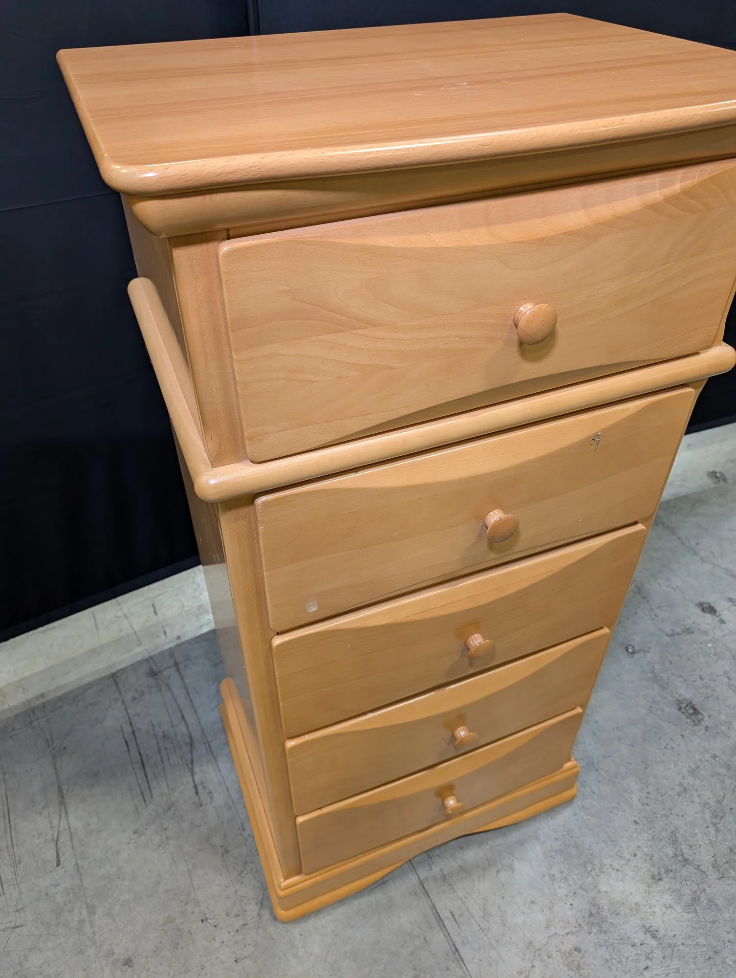 Natural Wood Finish 5-Drawer Tall Chest - Image 2