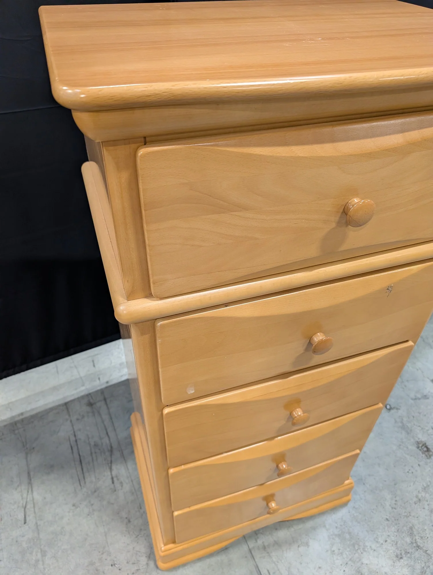 Natural Wood Finish 5-Drawer Tall Chest - Image 5