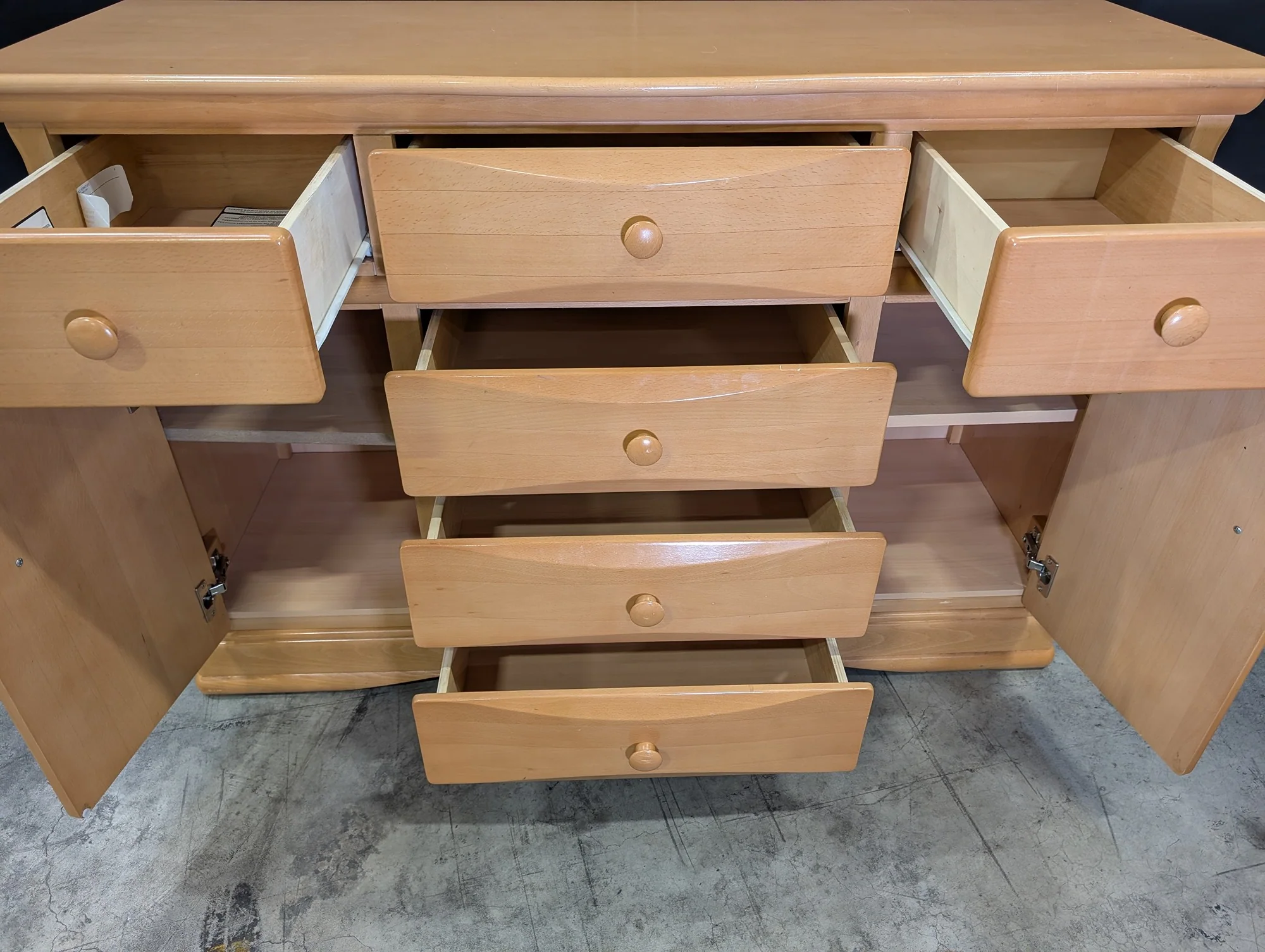 Natural Tone Multi-Drawer Storage Dresser with Side Cabinets - Image 2