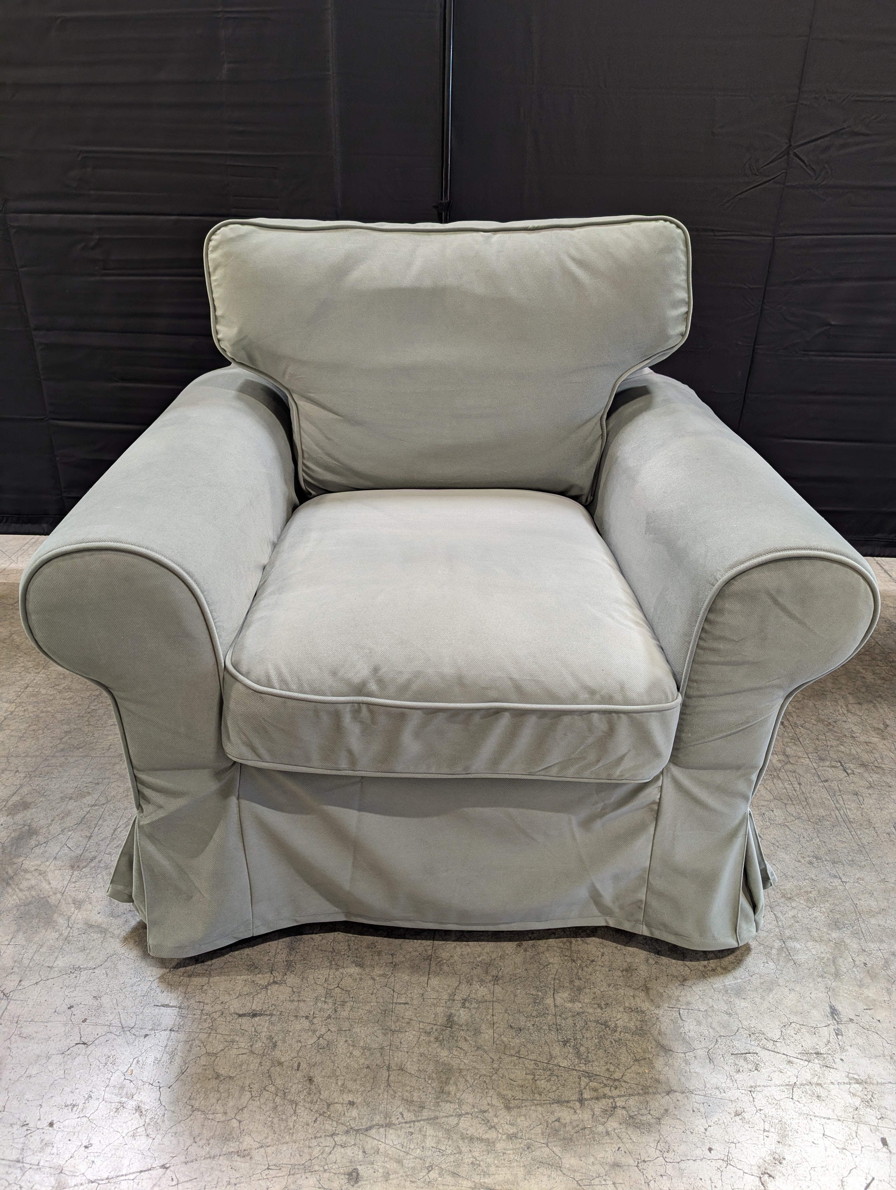 Contemporary Light Grey-Green  Upholstered Armchair - Image 2