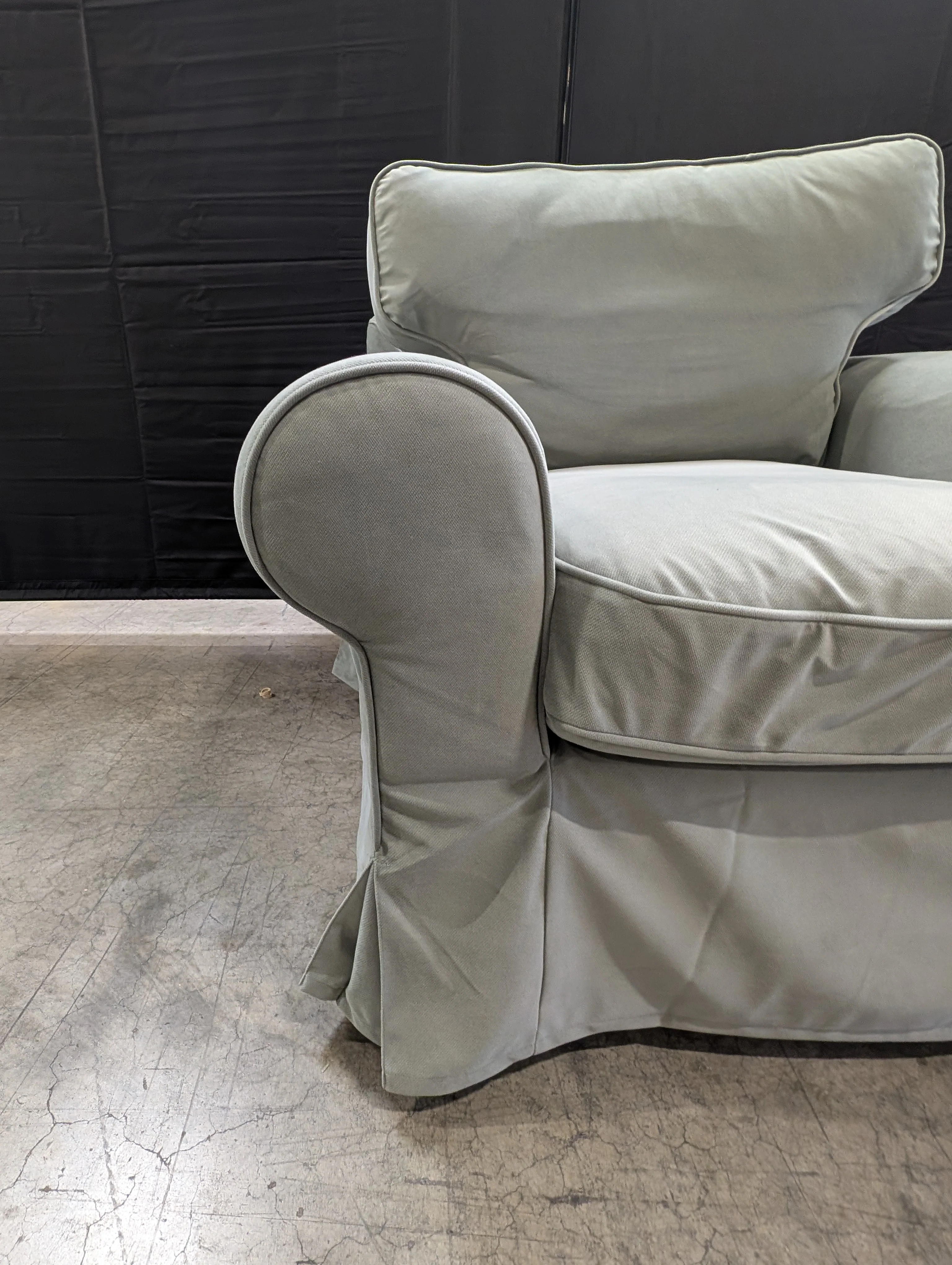 Contemporary Light Grey-Green  Upholstered Armchair - Image 3