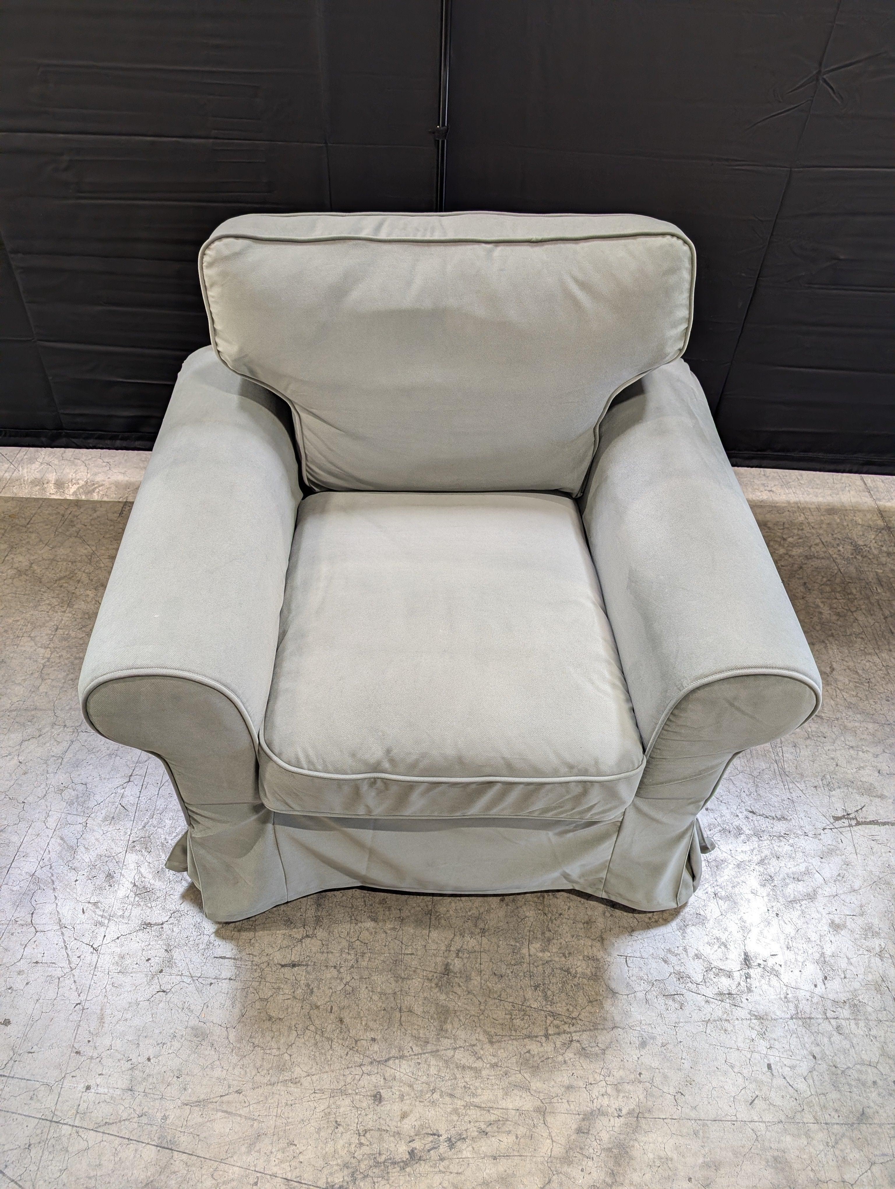 Contemporary Light Grey-Green  Upholstered Armchair - Image 4
