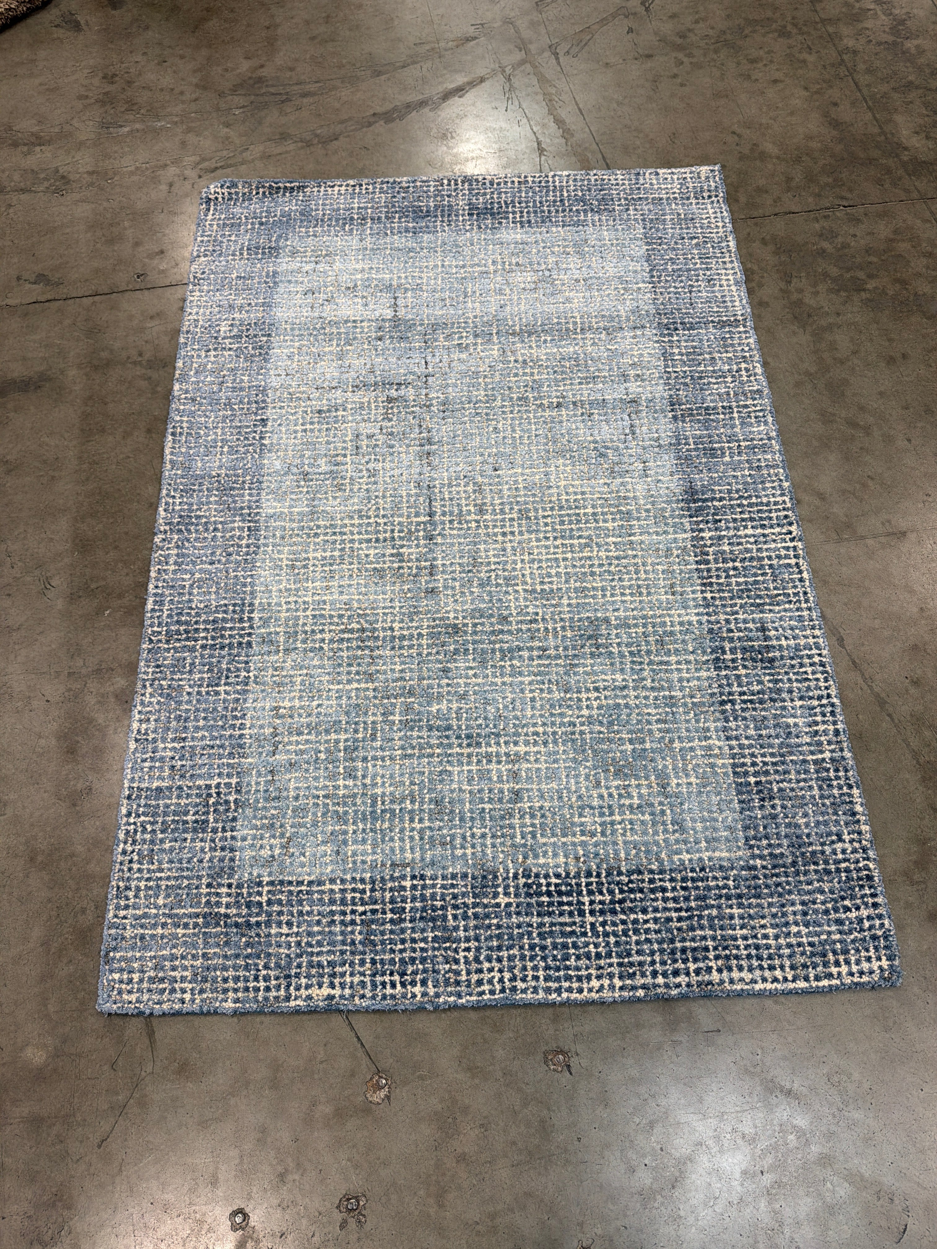 Hotel Collection "Frame" Lapis Blue Wool/Viscose Rug - 3'1" x 5'1"