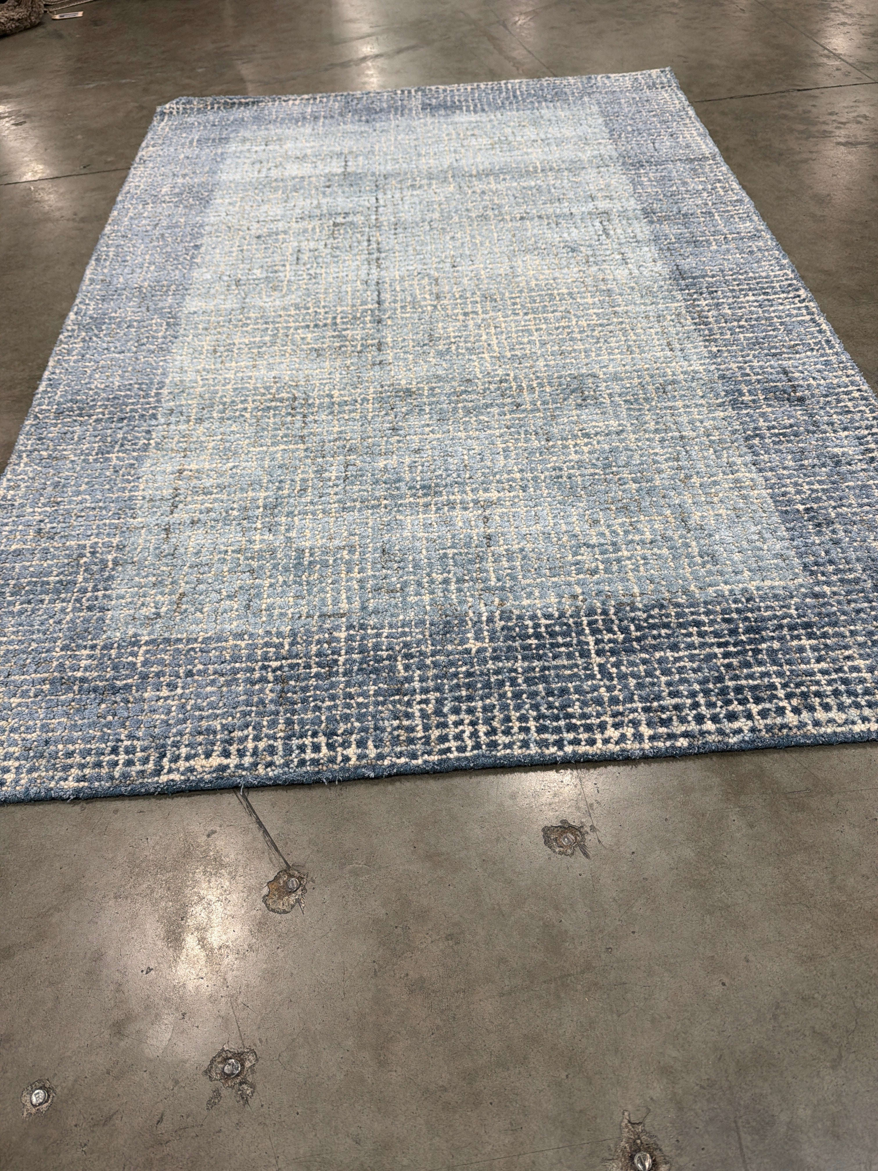 Hotel Collection "Frame" Lapis Blue Wool/Viscose Rug - 3'1" x 5'1" - Image 2