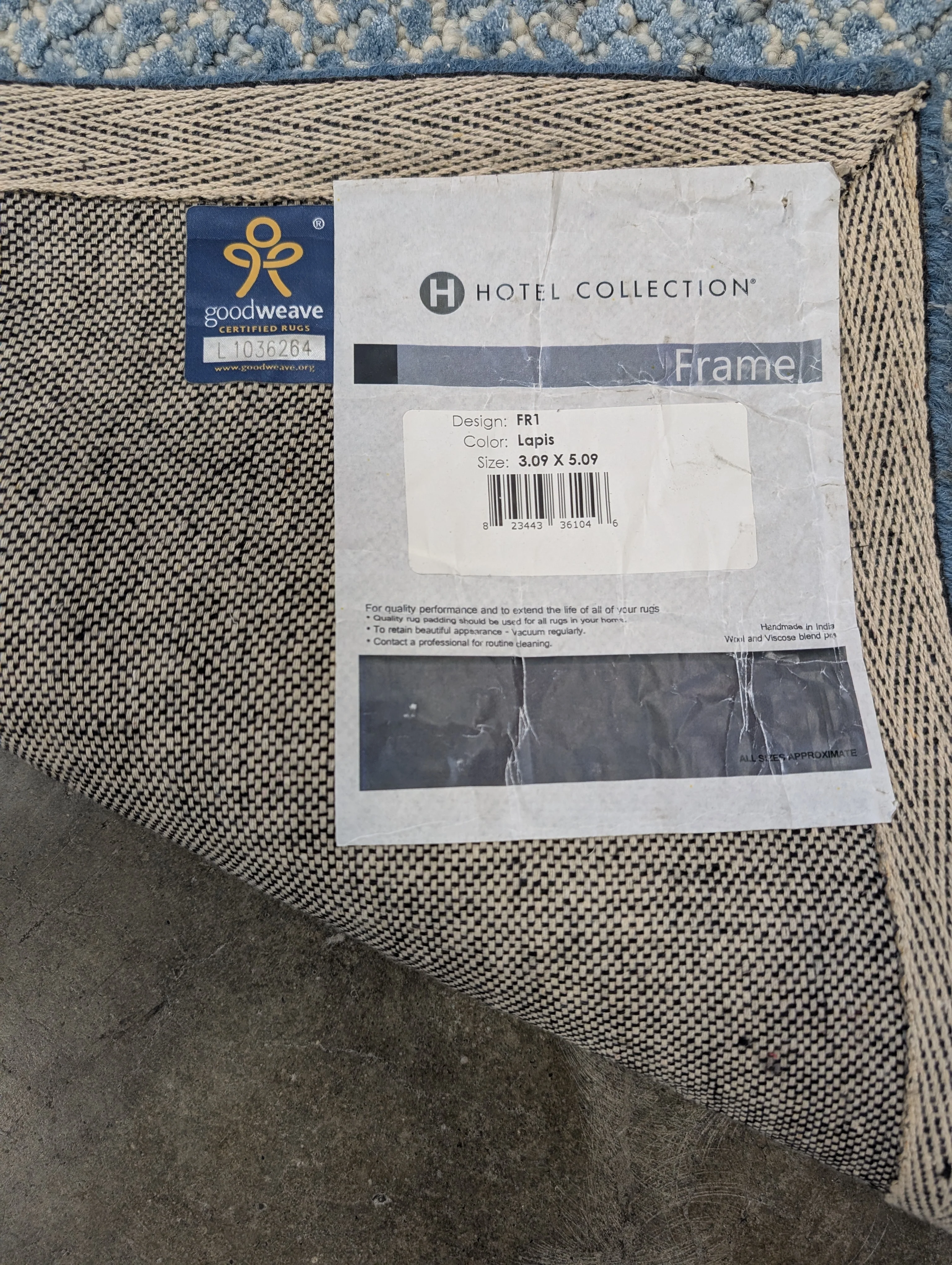 Hotel Collection "Frame" Lapis Blue Wool/Viscose Rug - 3'1" x 5'1" - Image 3