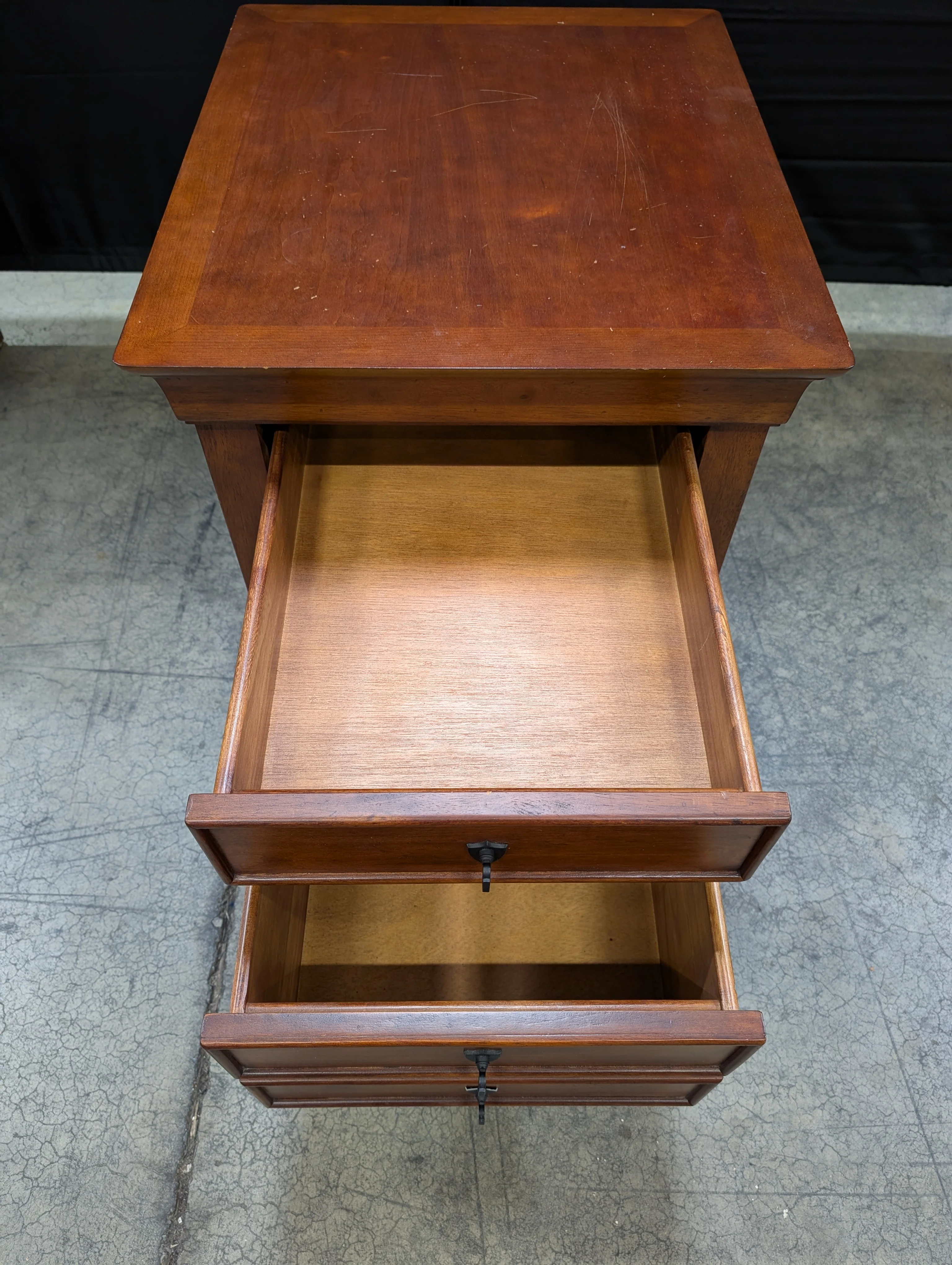 Traditional Dark Wood File Cabinet with Two Drawers - Image 2