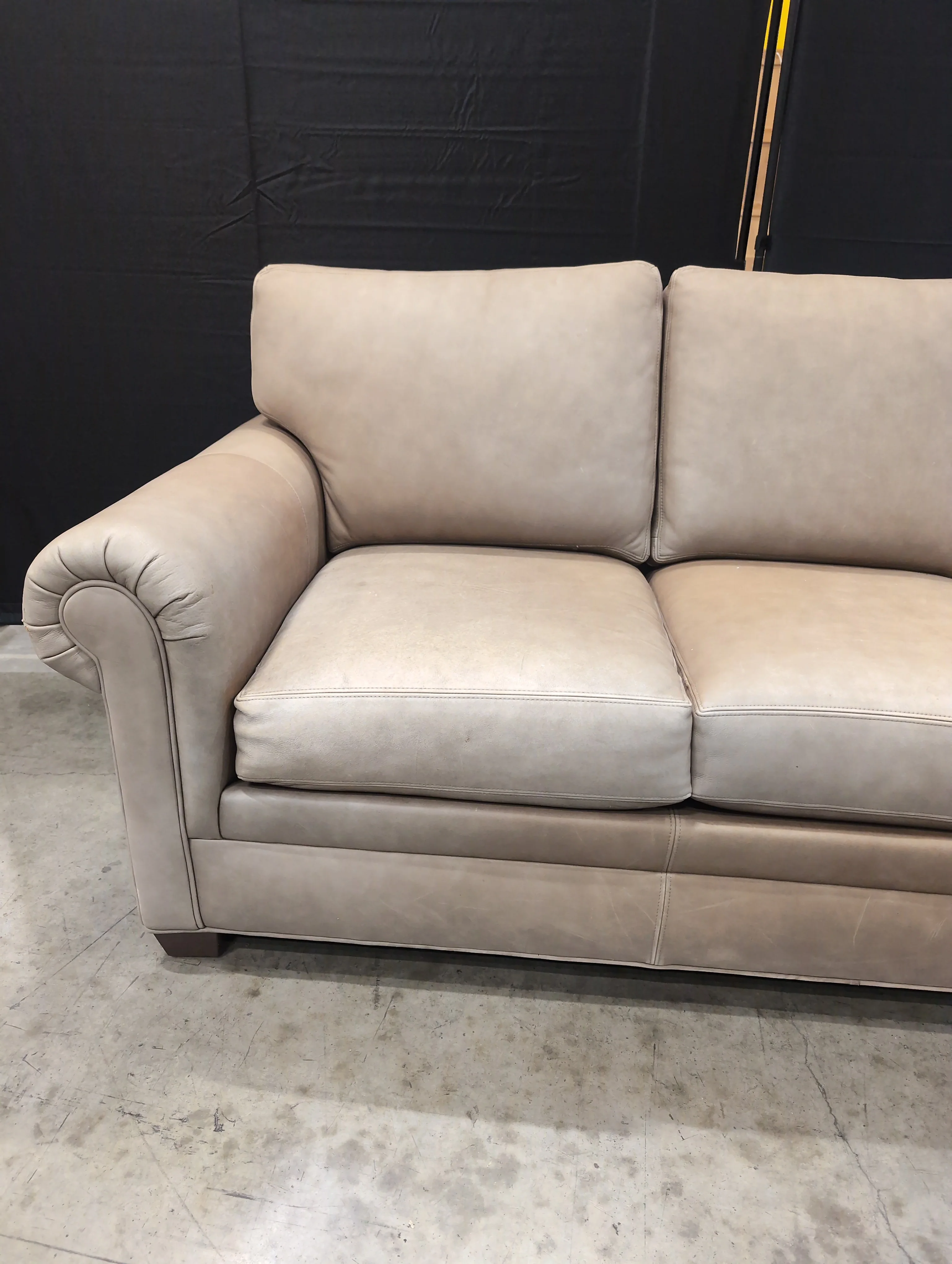Ethan Allen Leather Sofa with Rolled Arms - Image 3