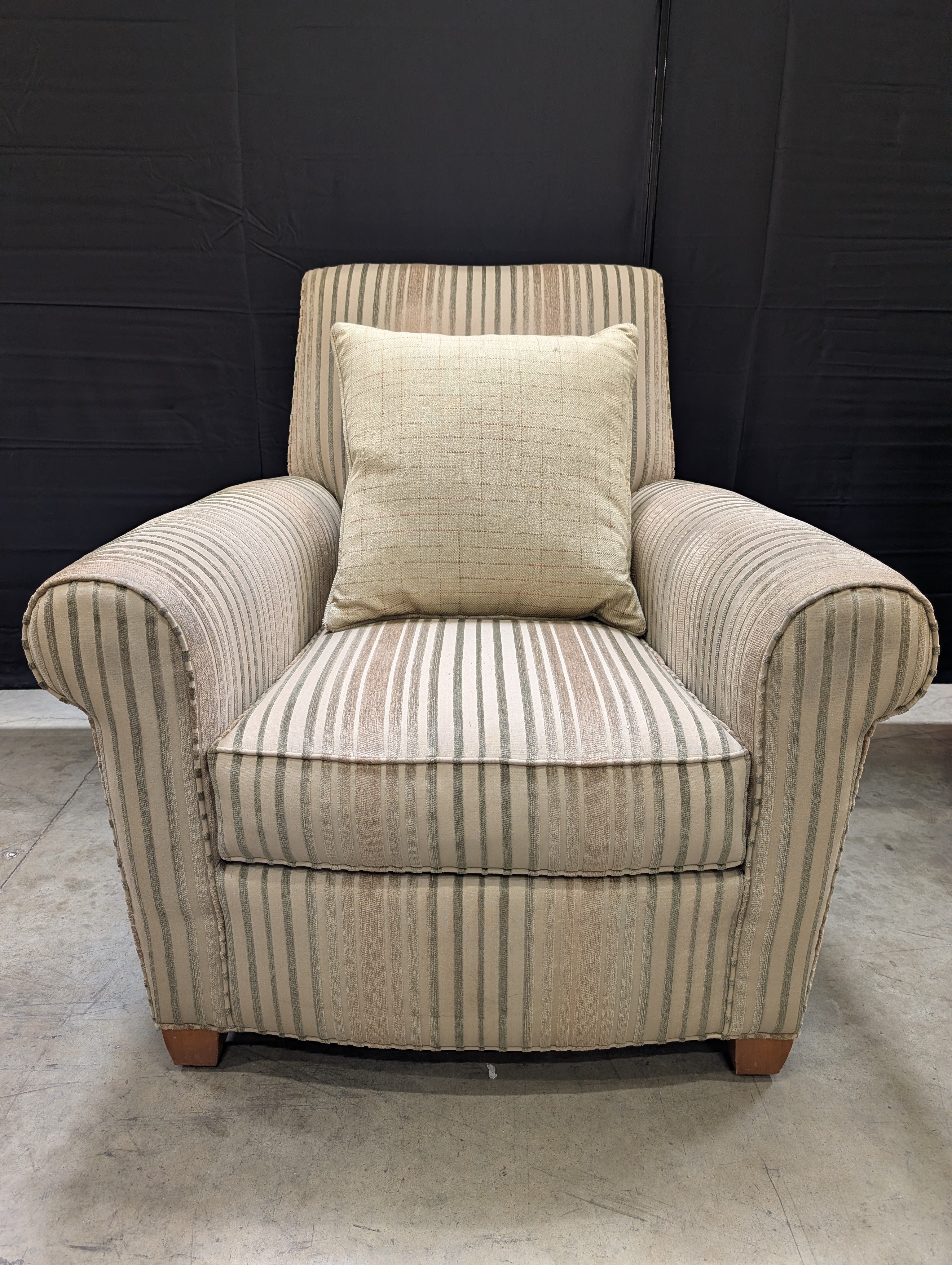 Ethan Allen Striped Armchair with Rolled Arms - Image 5