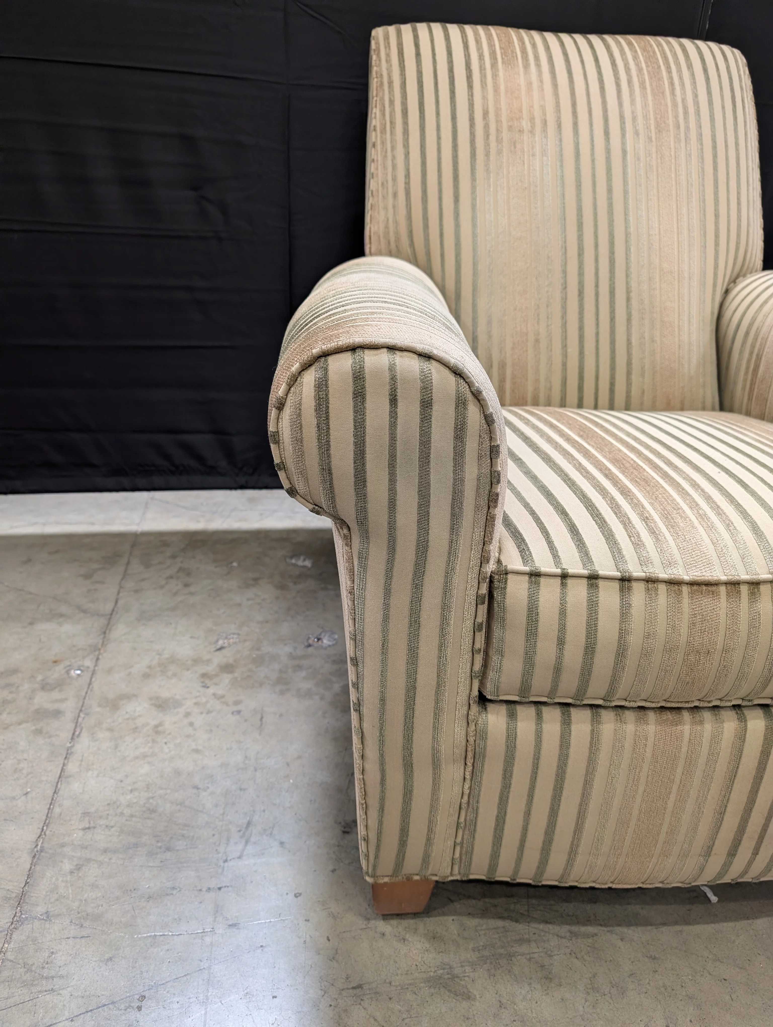 Ethan Allen Striped Armchair with Rolled Arms - Image 7