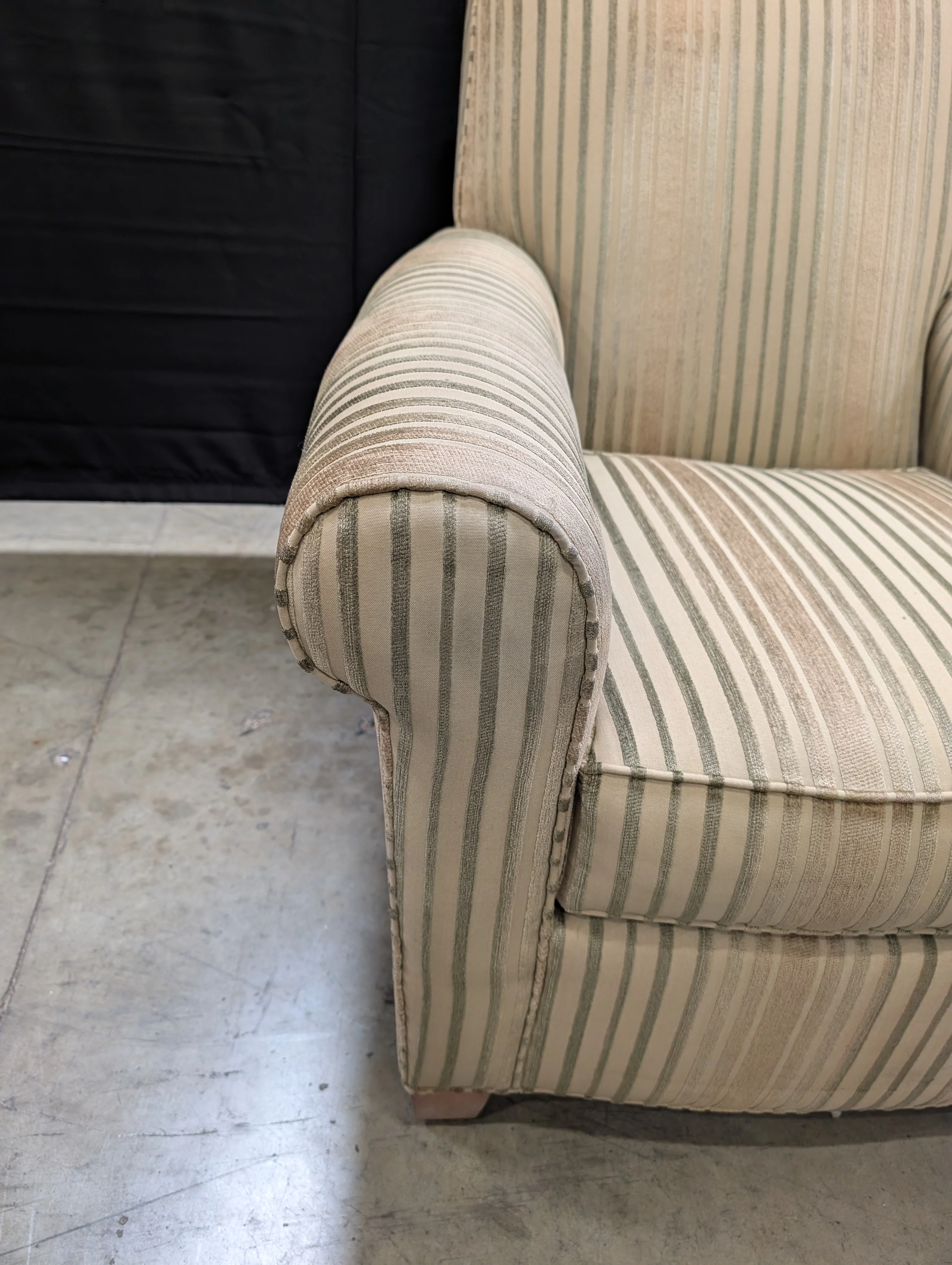 Ethan Allen Striped Armchair with Rolled Arms - Image 8