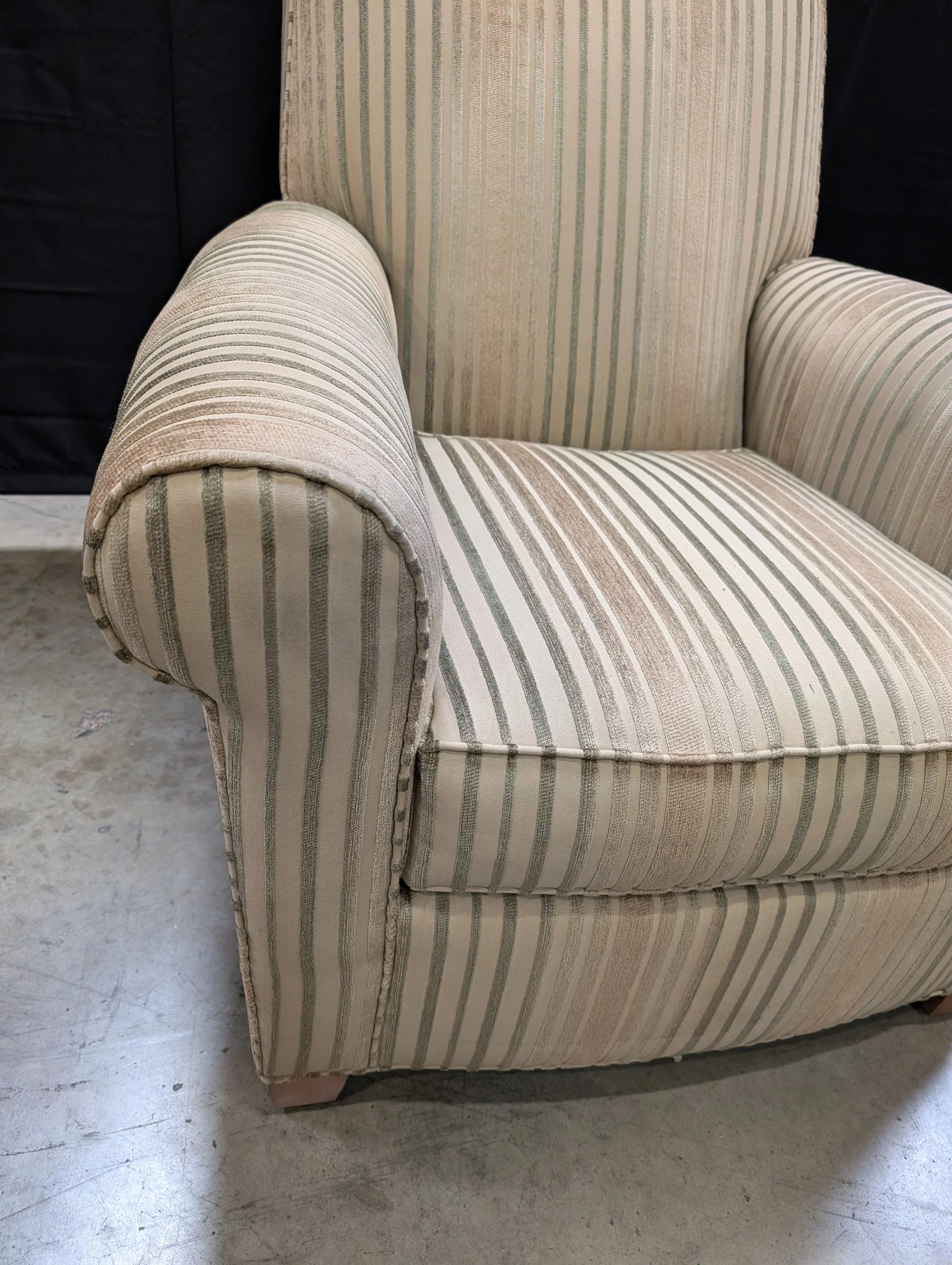 Ethan Allen Striped Armchair with Rolled Arms - Image 9