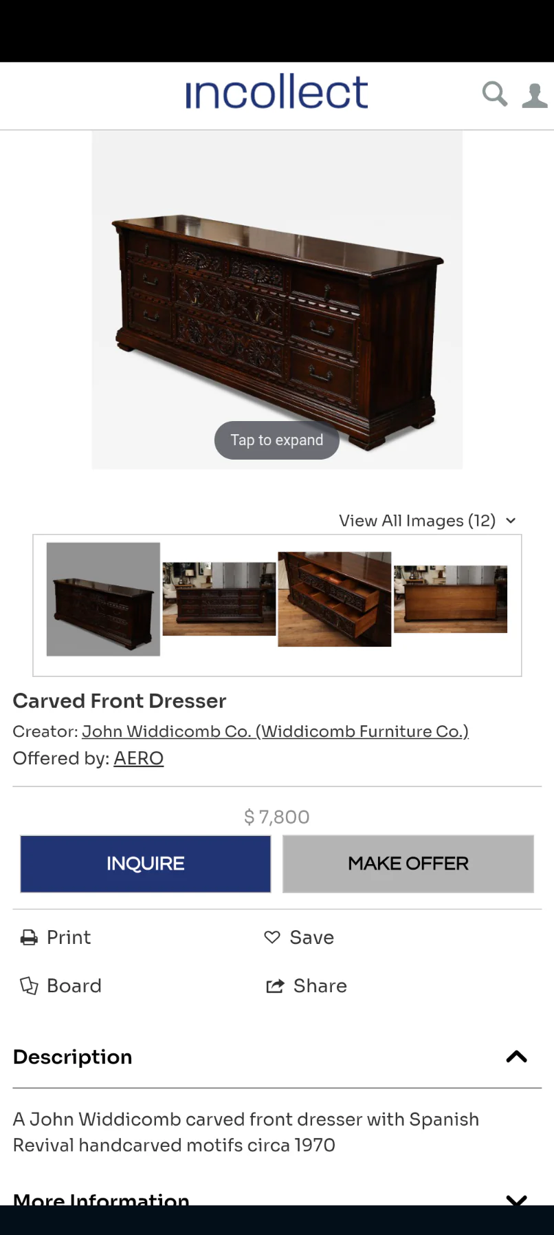 John Widdicomb Carved Dark Wood Dresser - Image 10