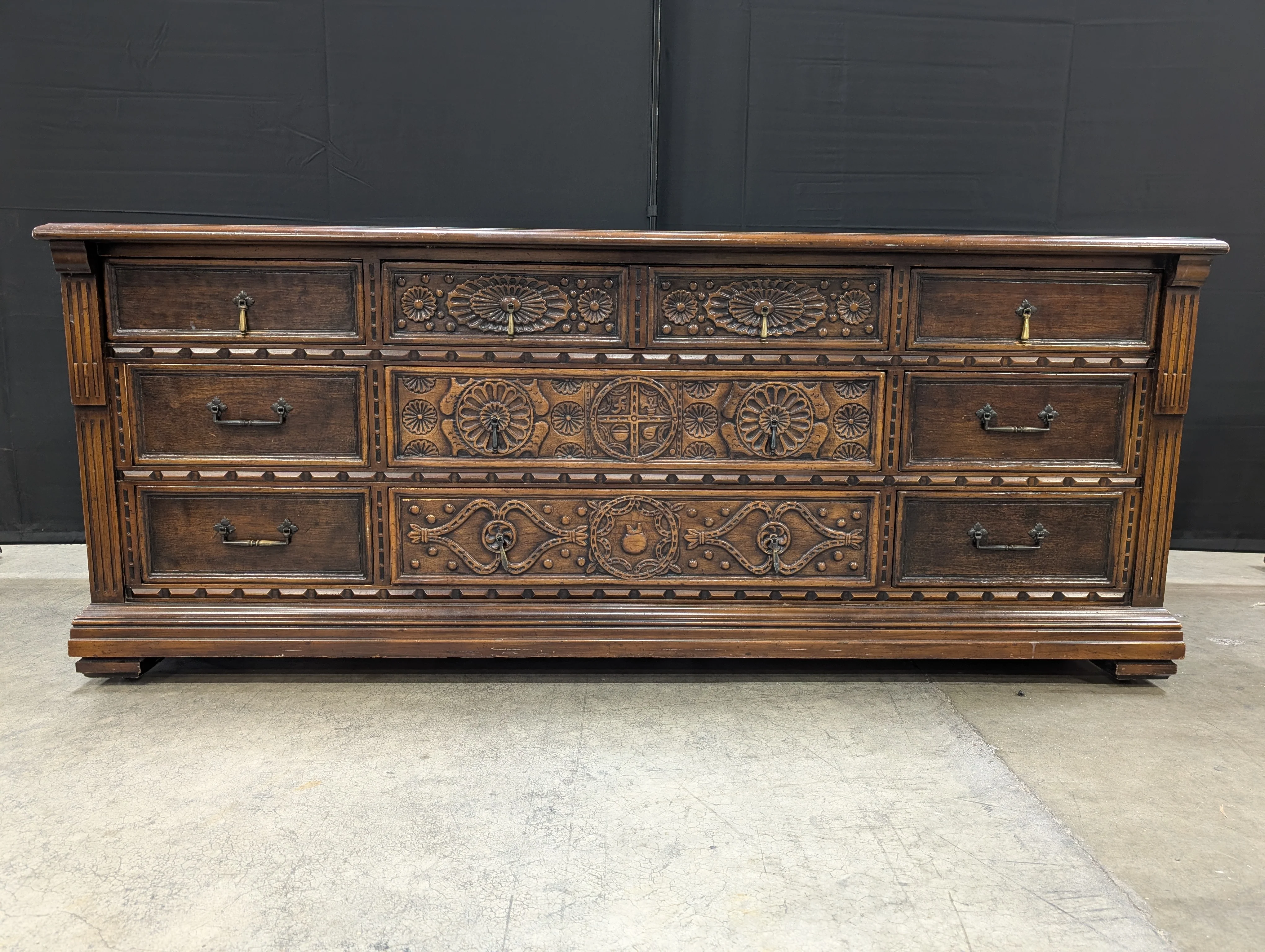 John Widdicomb Carved Dark Wood Dresser - Image 2
