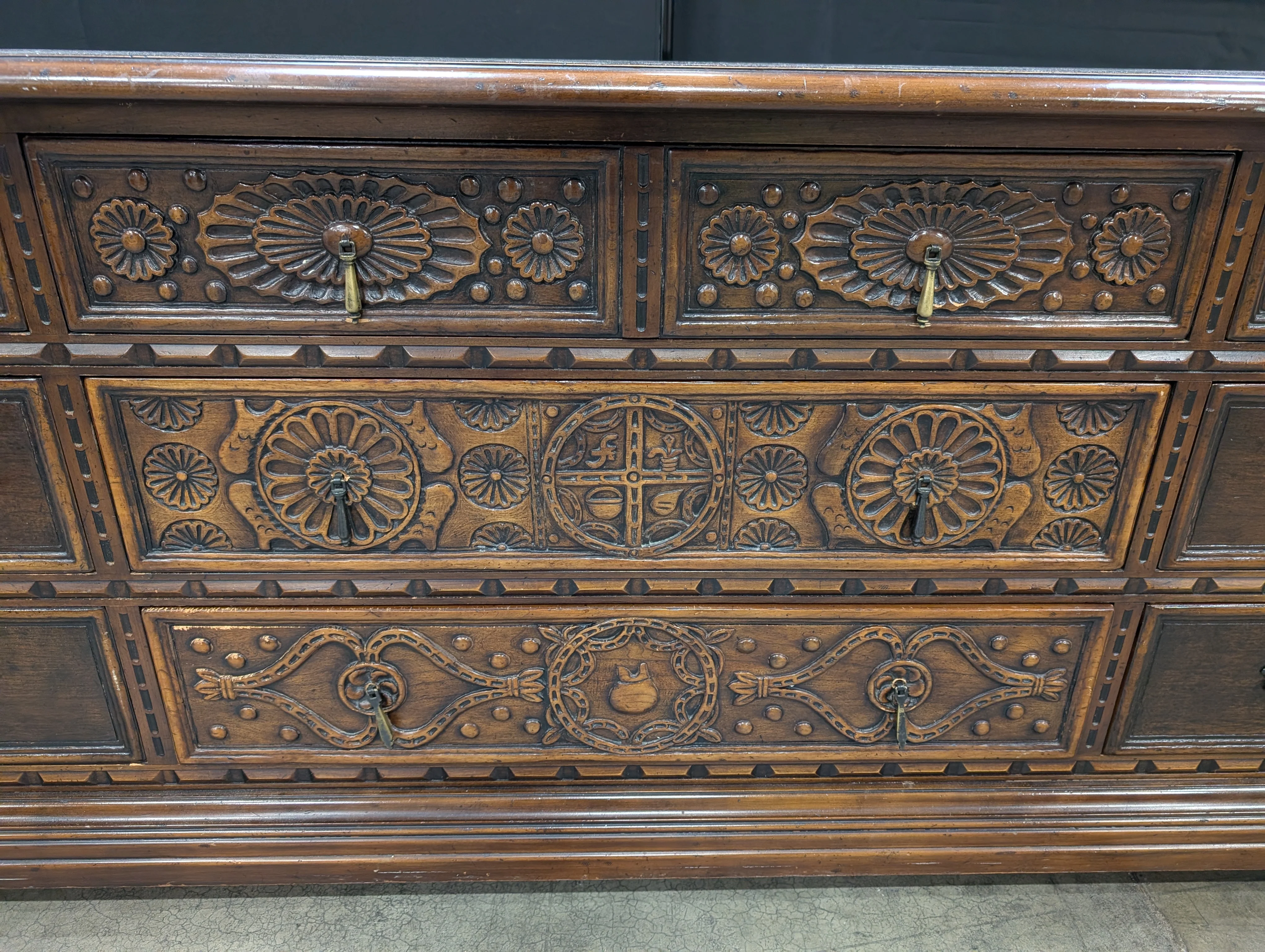 John Widdicomb Carved Dark Wood Dresser - Image 6