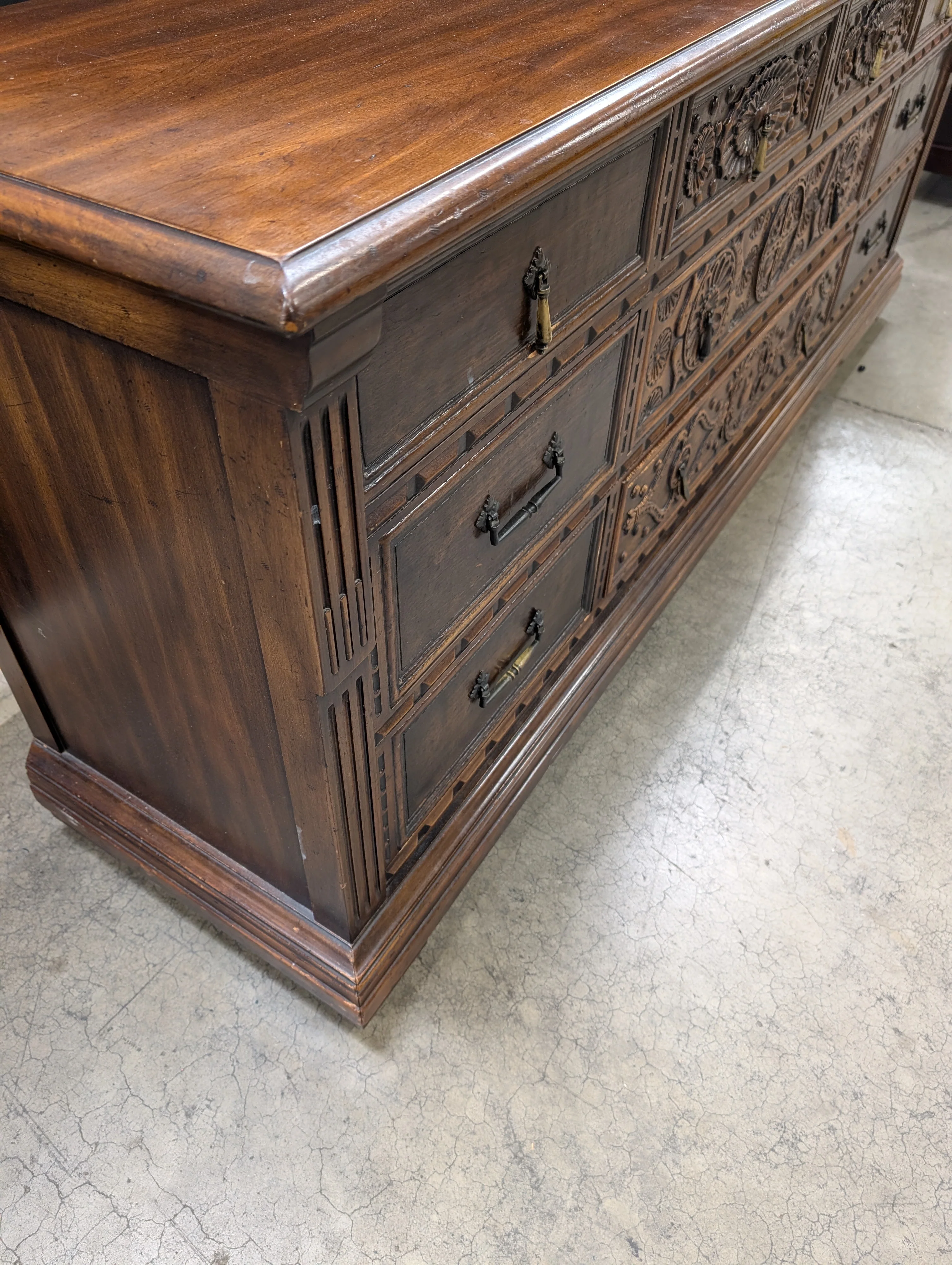 John Widdicomb Carved Dark Wood Dresser - Image 7