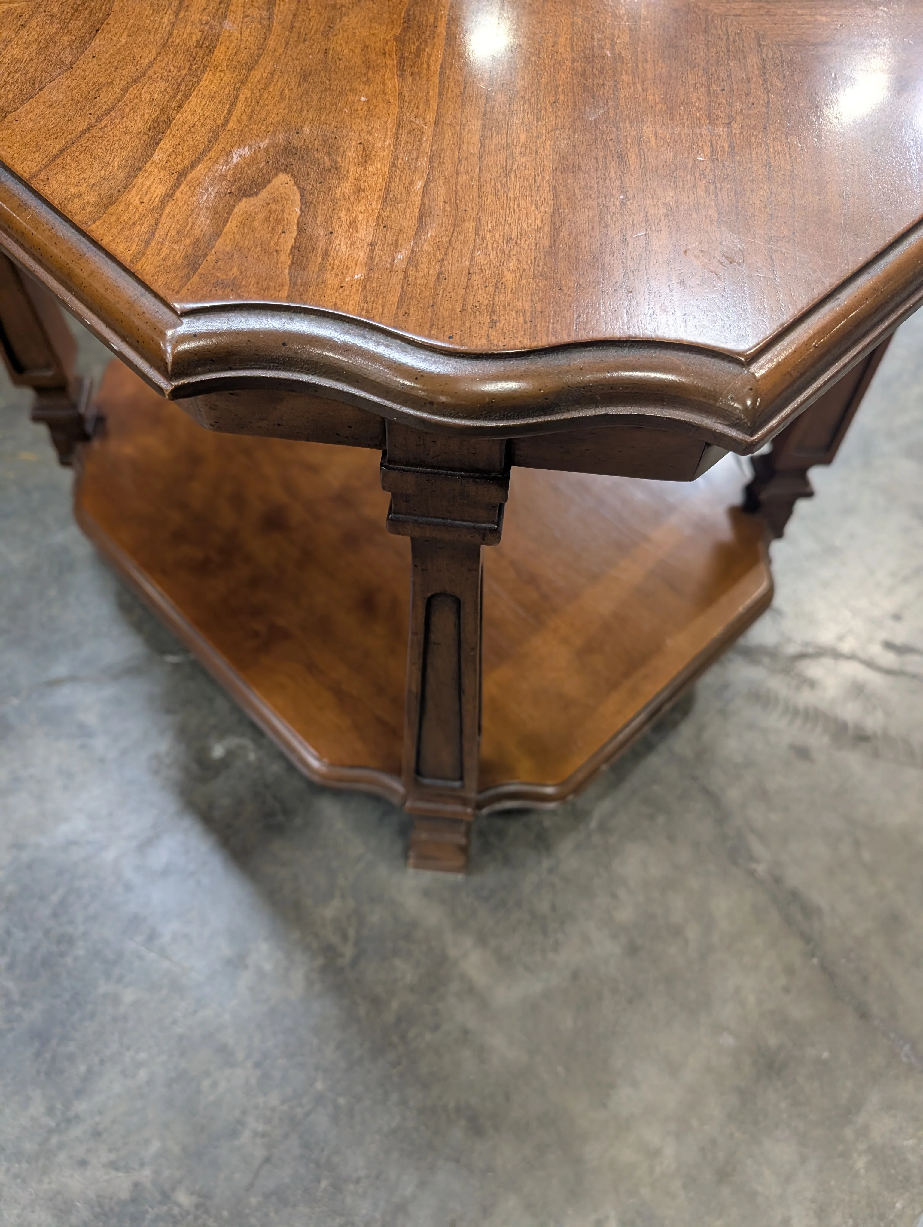Octagonal DREXEL Two-Tier Wood Accent Table - Image 5