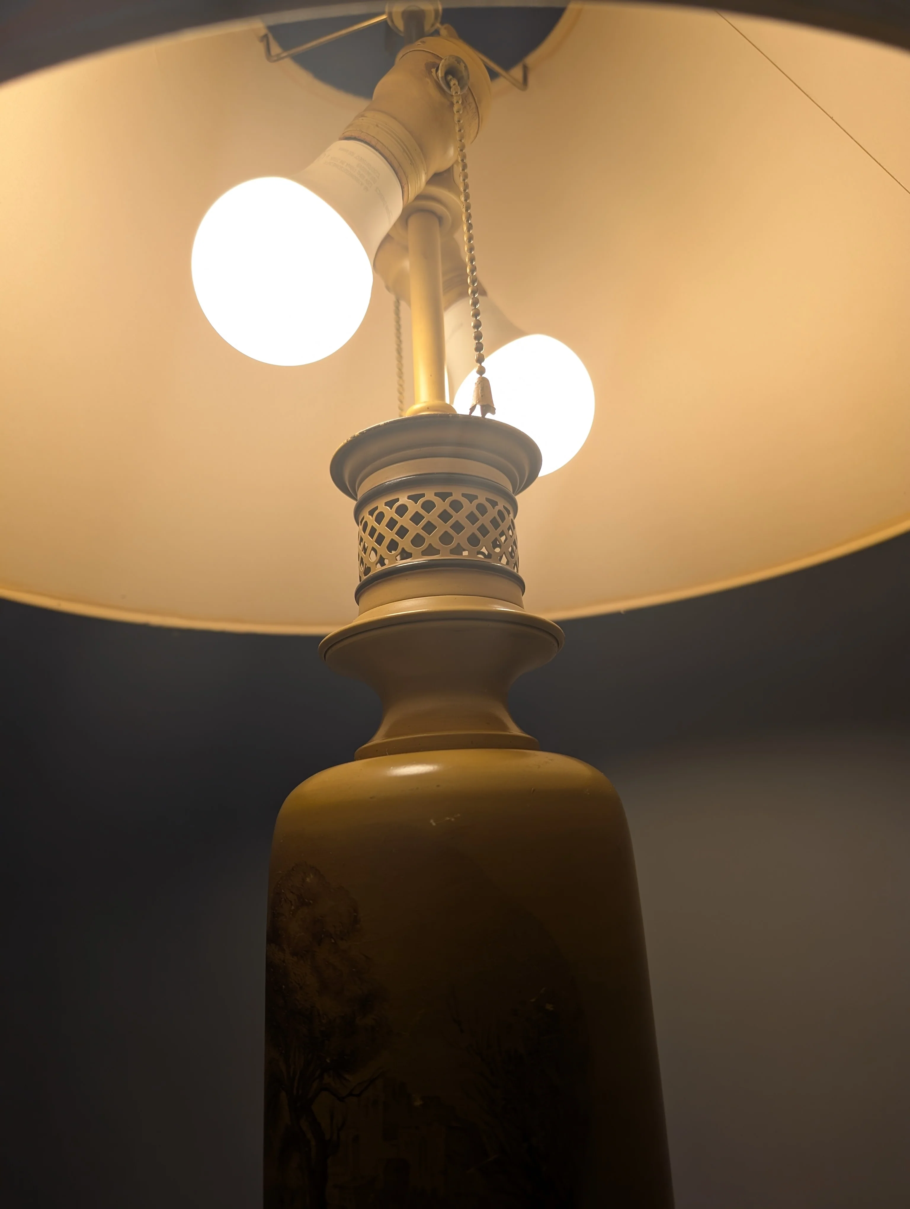 Vintage Style Mustard Yellow Table Lamp with Scenic Design - Image 6