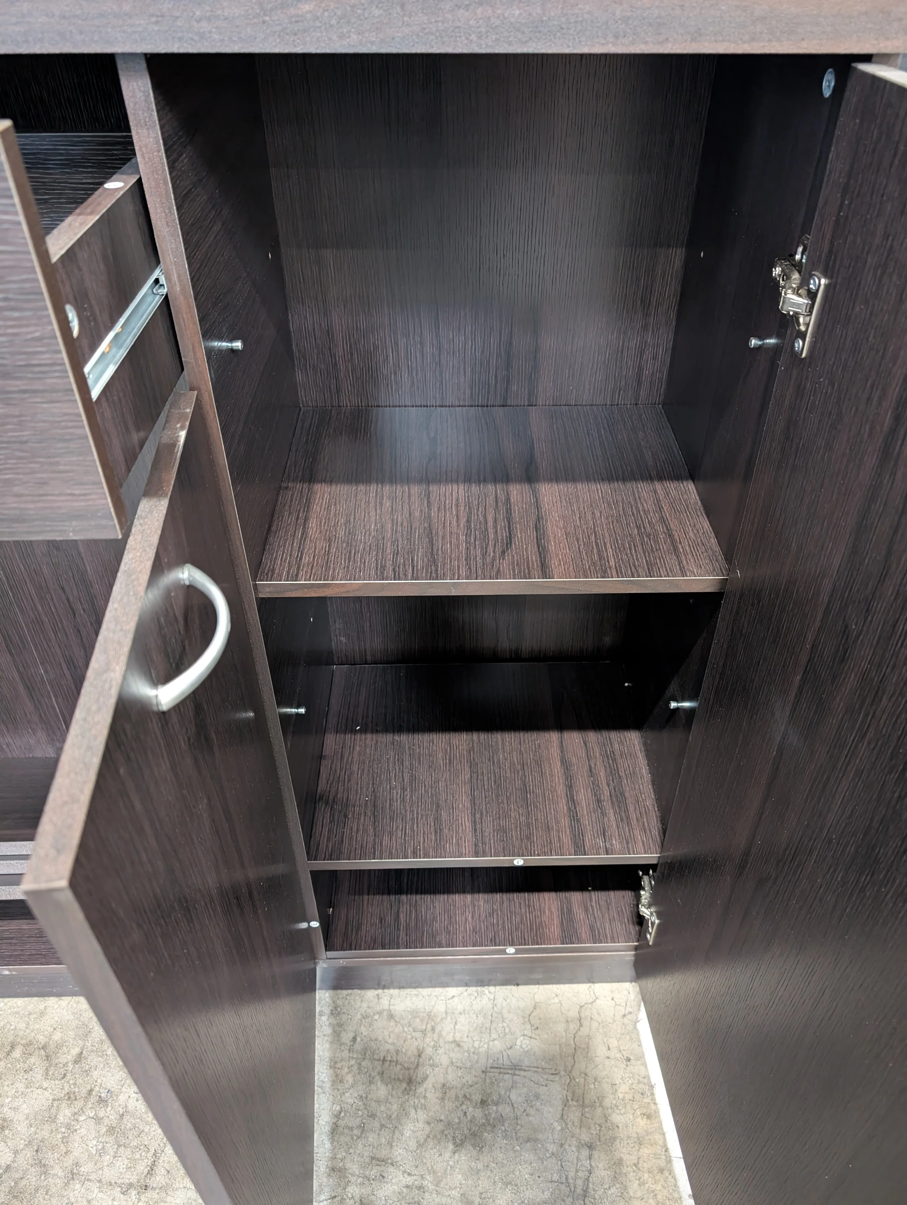 Dark Wood Storage Cabinet with Silver-Tone Handles - Image 3