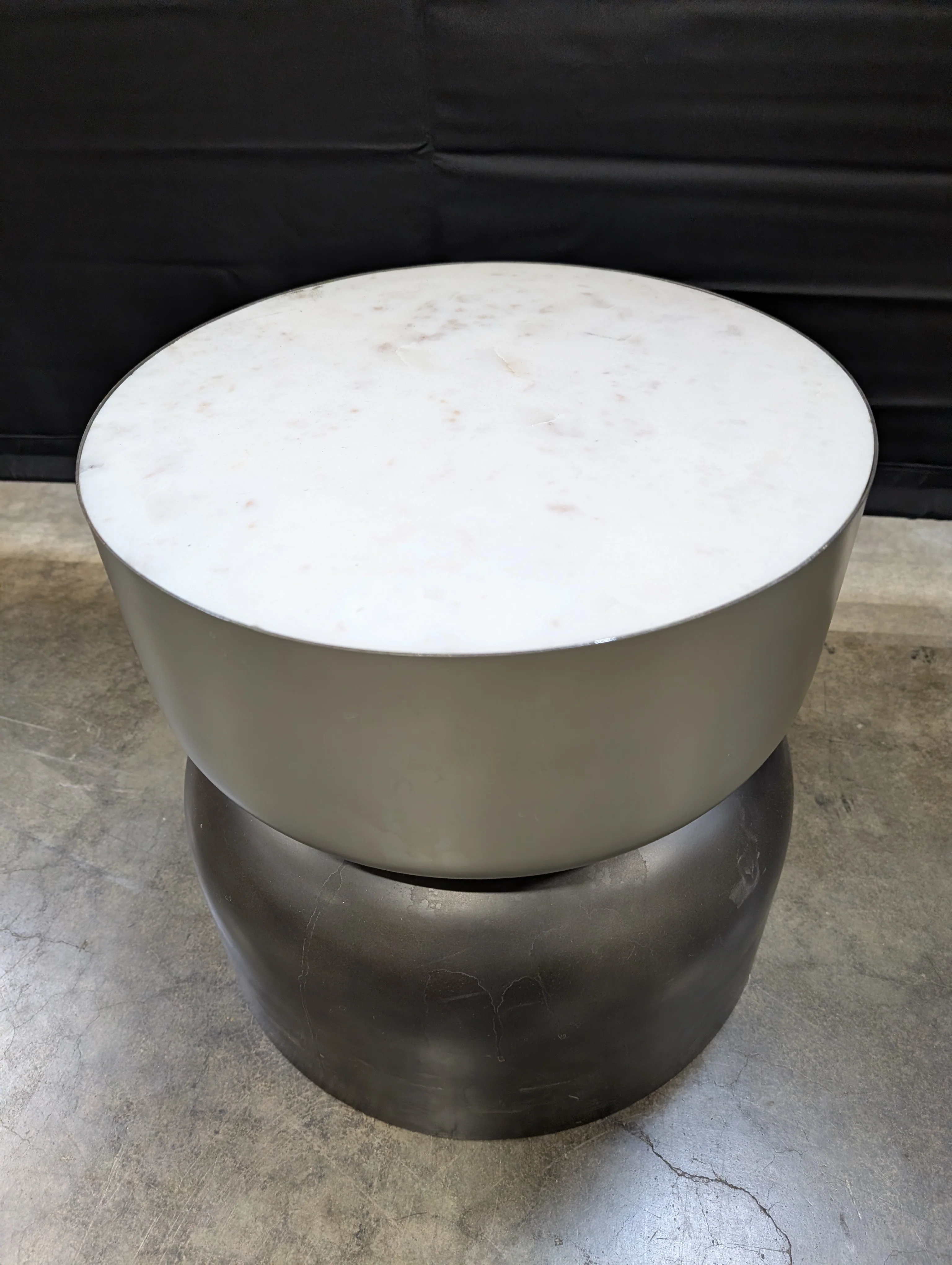 Modern Two-Tone Marble Side Table - Image 2