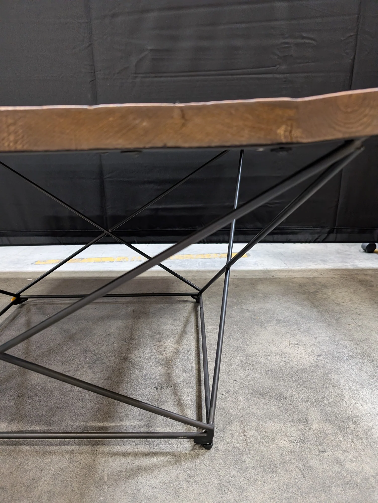Rustic Wood Top Coffee Table with Geometric Metal Base - Image 3