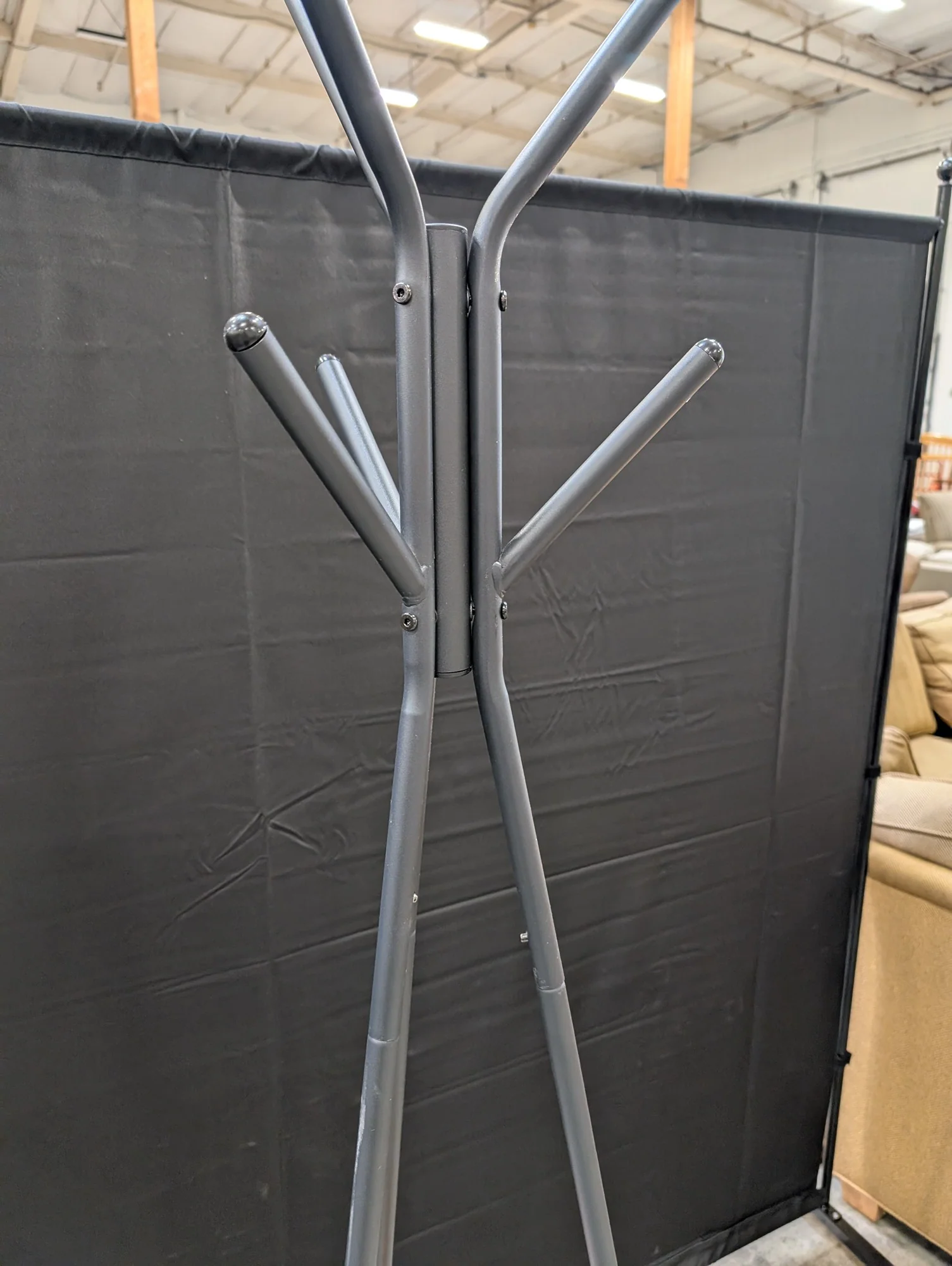Ameziel Inc Industrial Style Coat Rack with Triangular Wood Shelves - Image 3