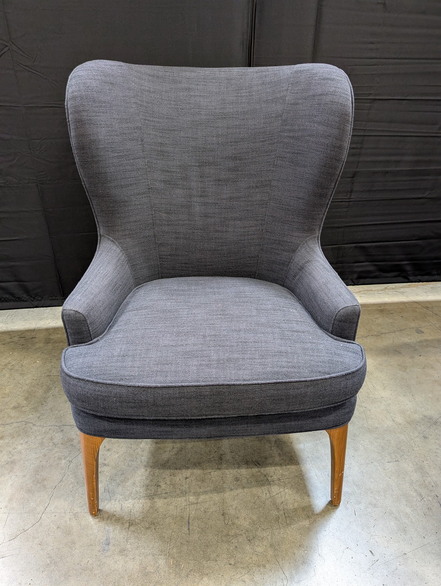 West Elm Upholstered Wingback Accent Chair with Tapered Legs Modern Grey - Image 2