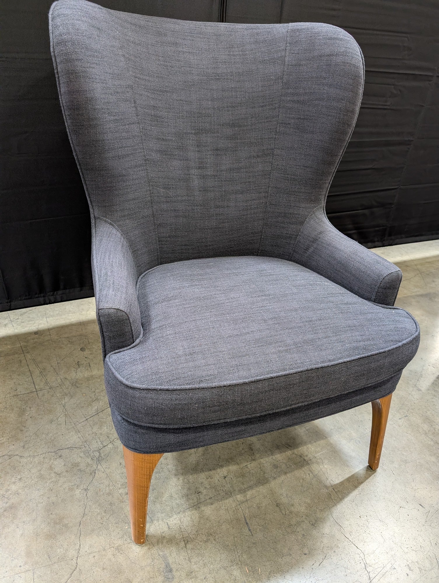 West Elm Upholstered Wingback Accent Chair with Tapered Legs Modern Grey - Image 3