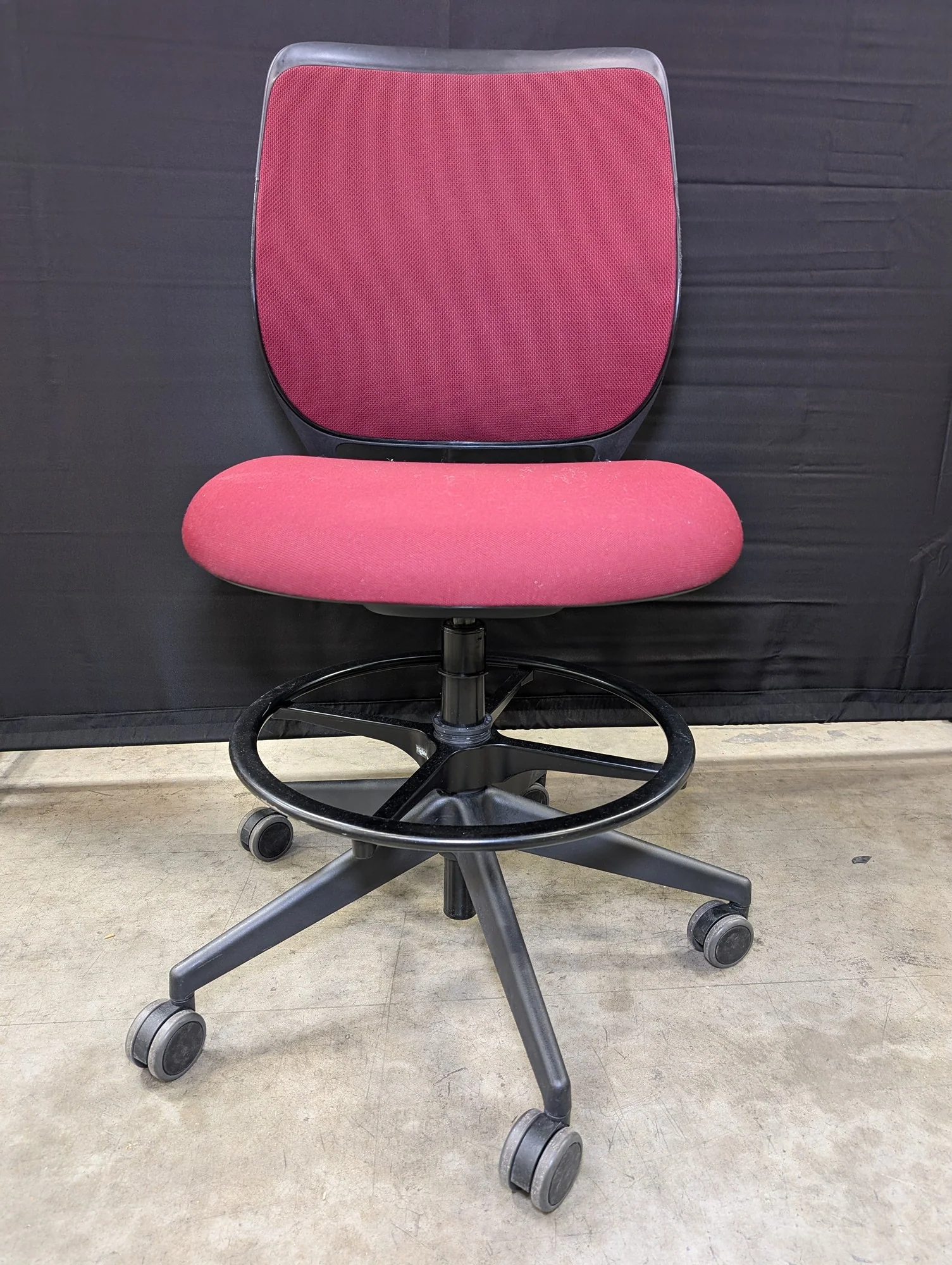 Steelcase Red Fabric Adjustable Drafting Chair
