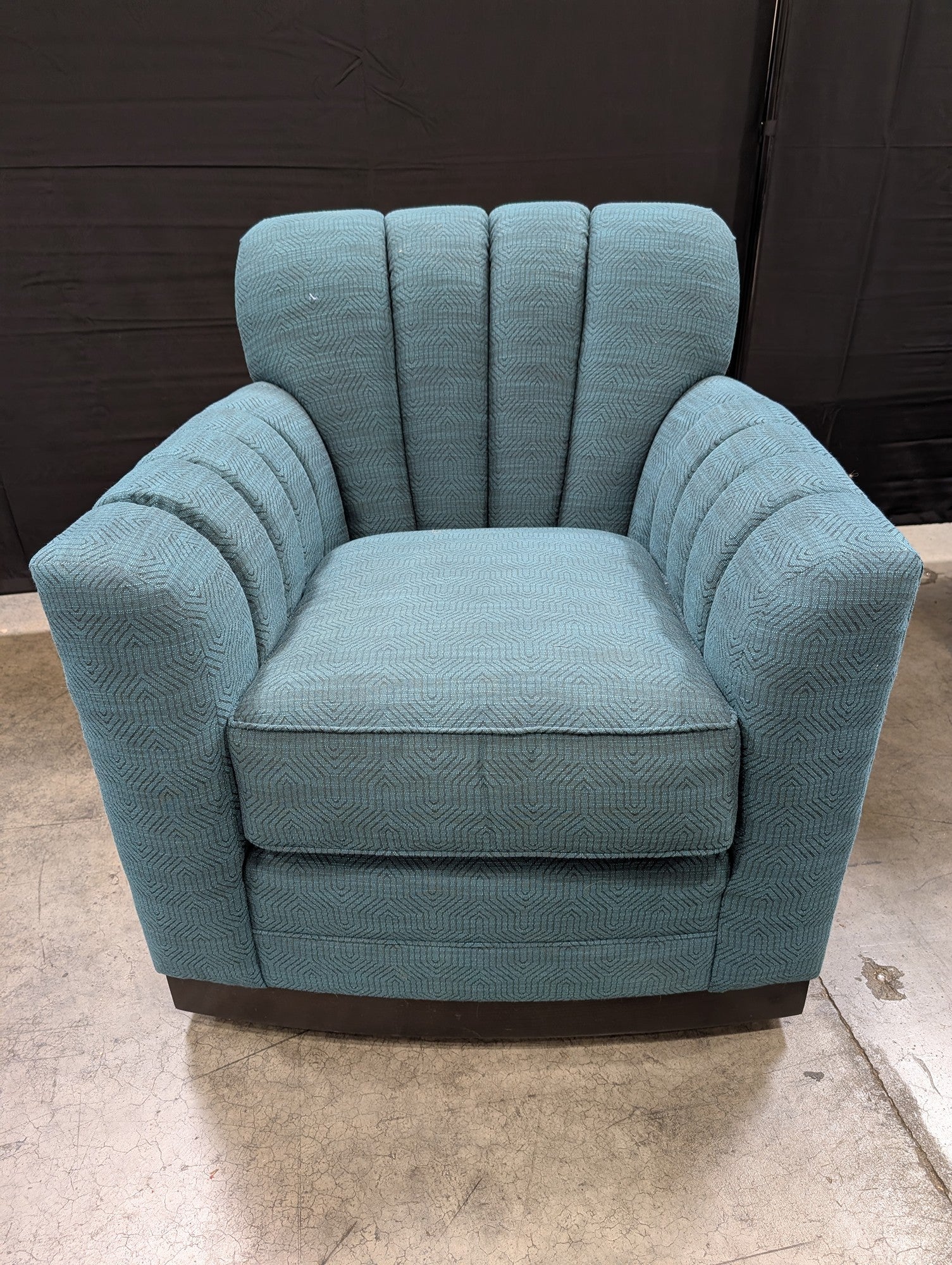 Michael Weiss Vanguard Furniture Teal Geometric Channel Tufted Armchair - Image 2