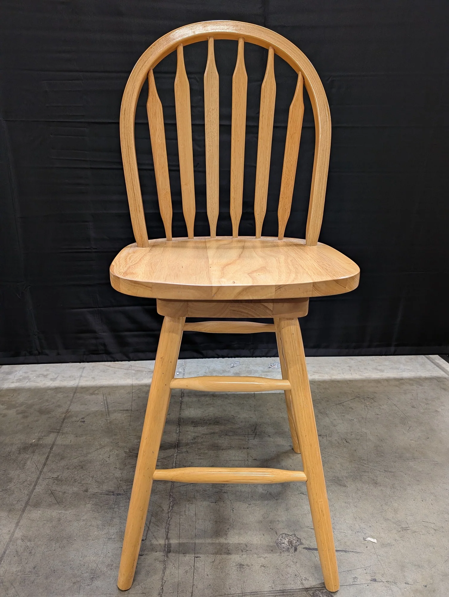 Natural Wood Spindle Back Swivel Bar Stool - Image 3