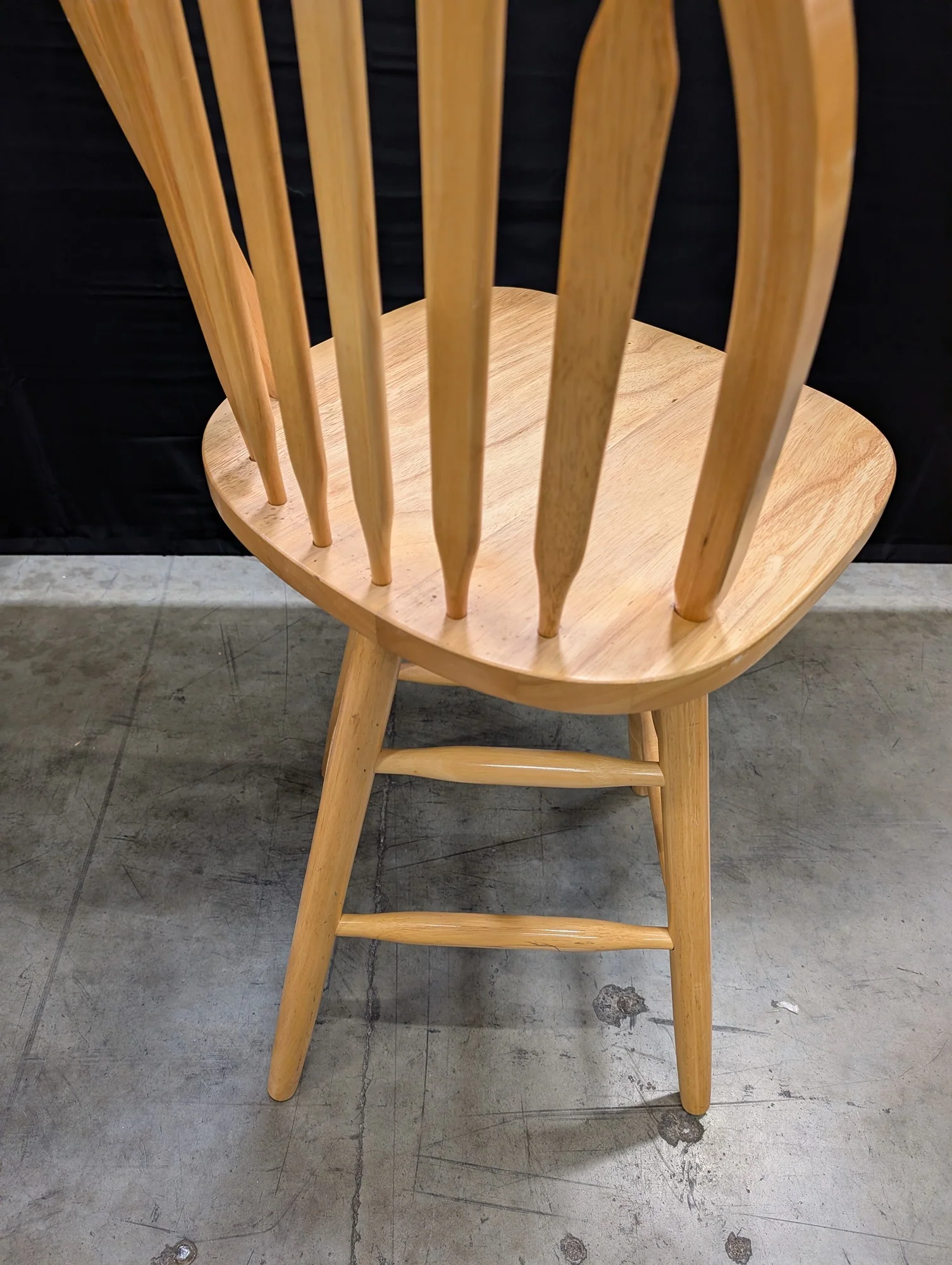 Natural Wood Spindle Back Swivel Bar Stool - Image 4