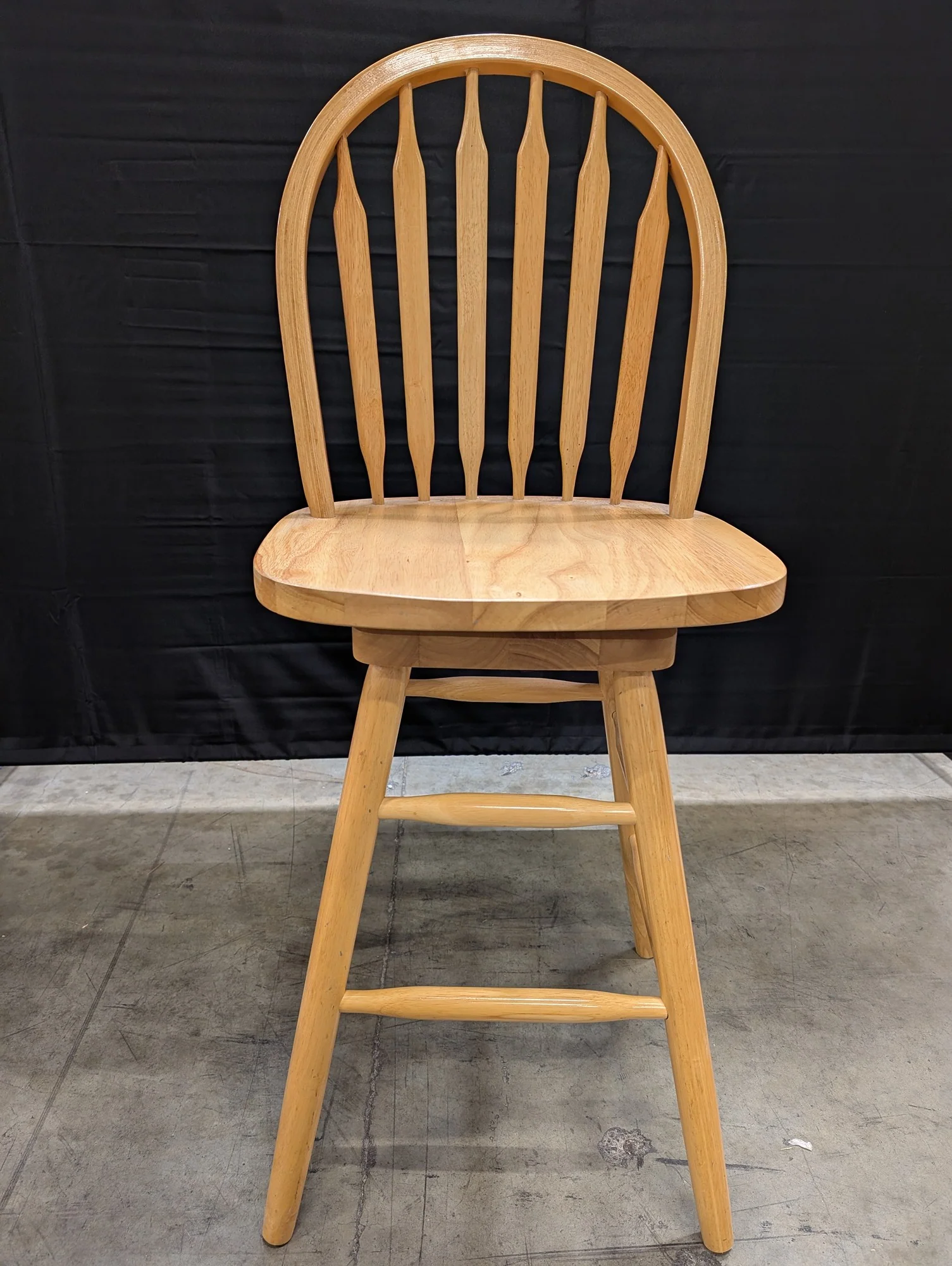 Natural Wood Spindle Back Swivel Bar Stool - Image 5