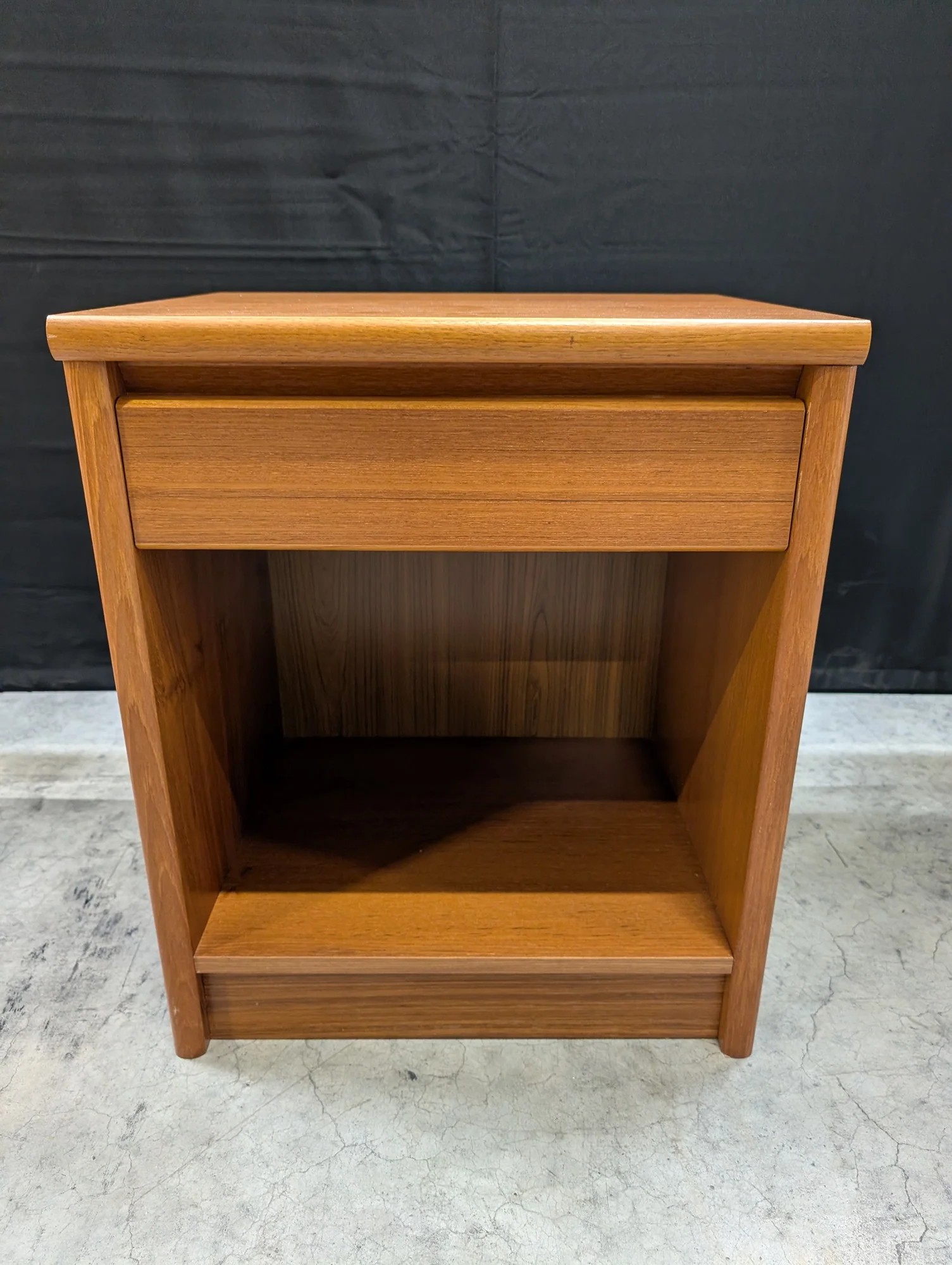 Mid-Century Style Wood Nightstand with Drawer and Open Shelf - Image 2