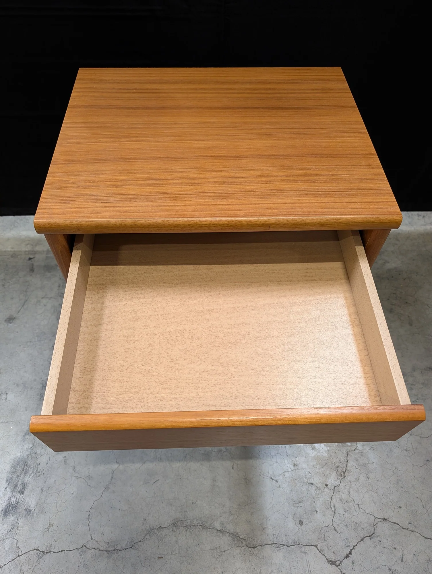 Mid-Century Style Wood Nightstand with Drawer and Open Shelf - Image 3