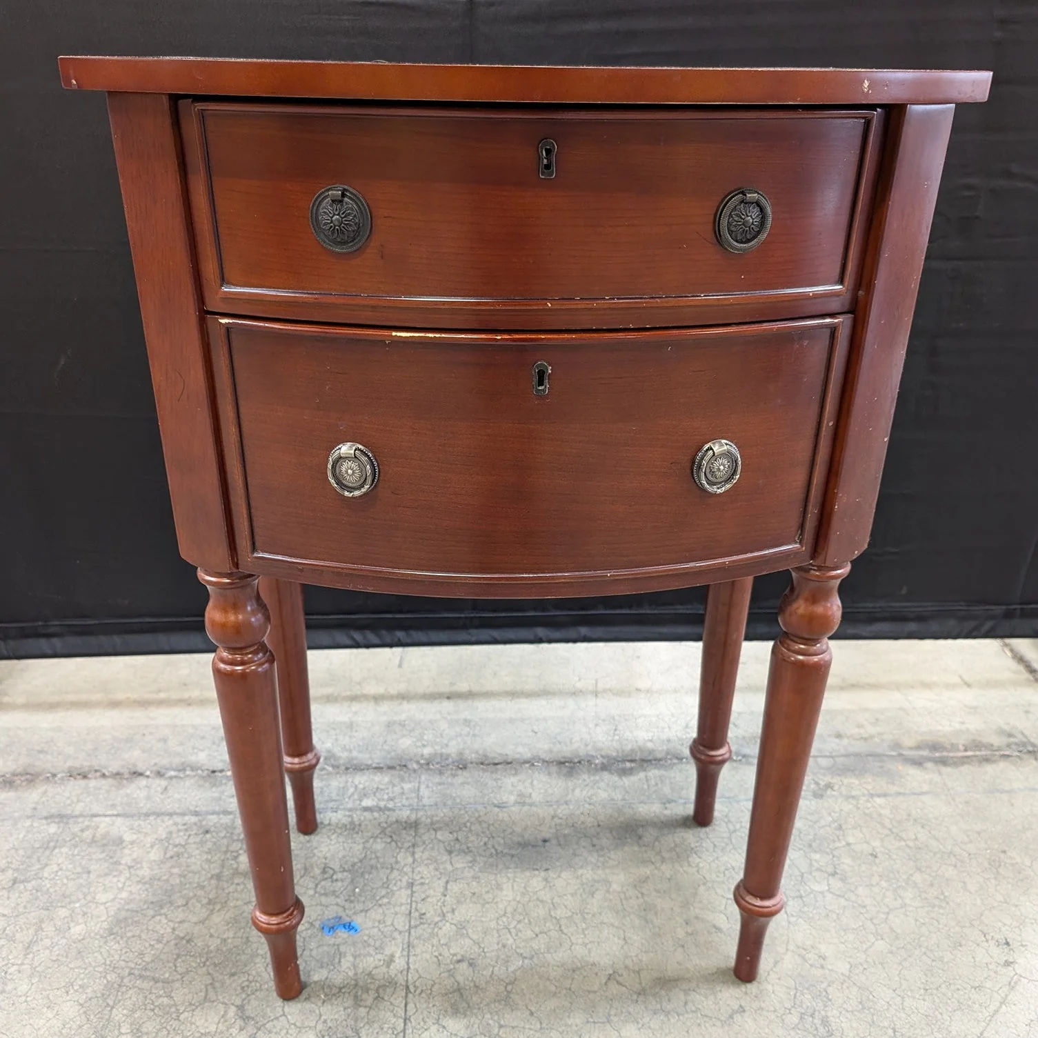 Bombay Demilune Two-Drawer Wood Accent Table