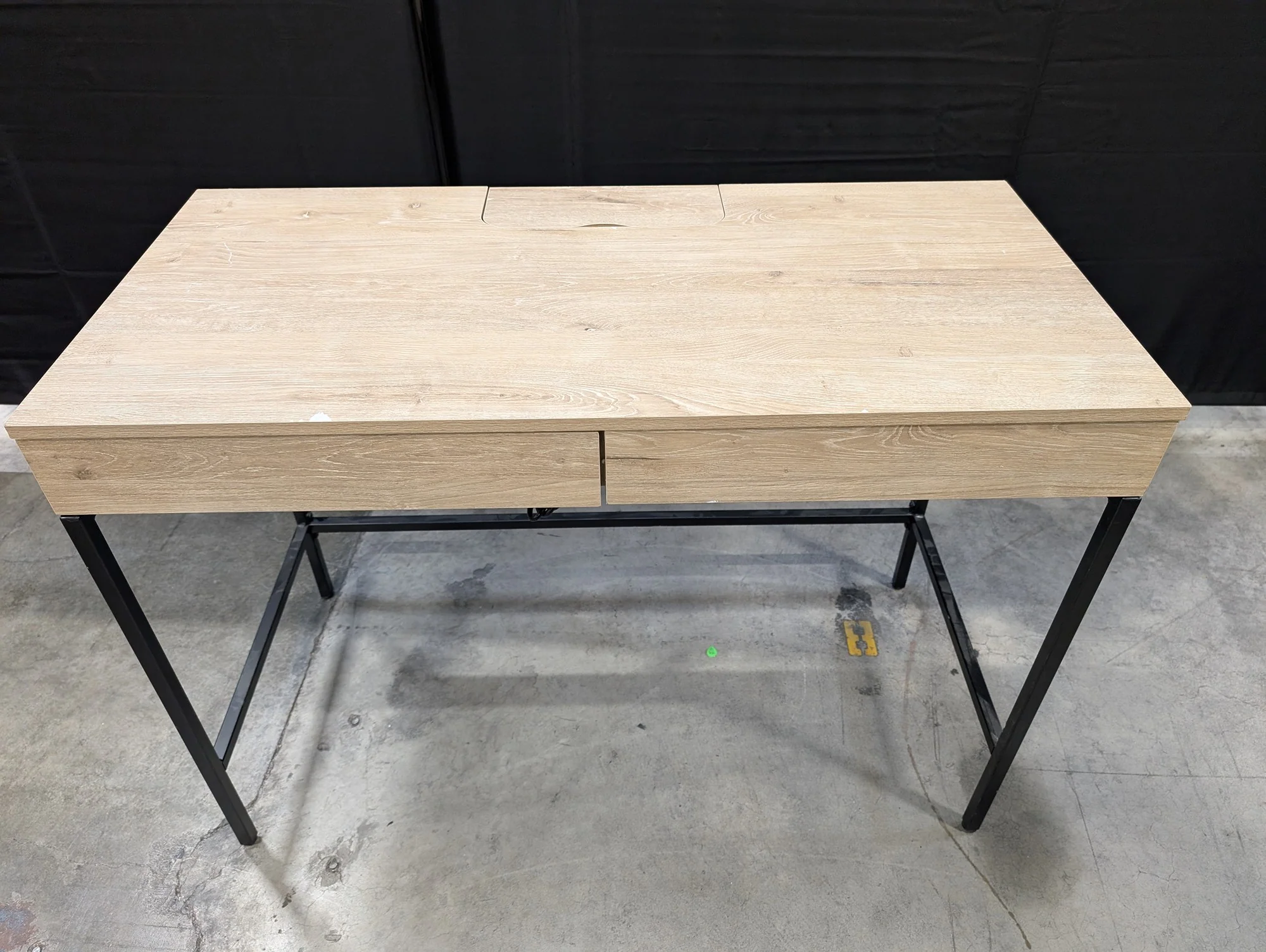 Loring Modern Writing Desk with Dual Drawers and Integrated Power Hub