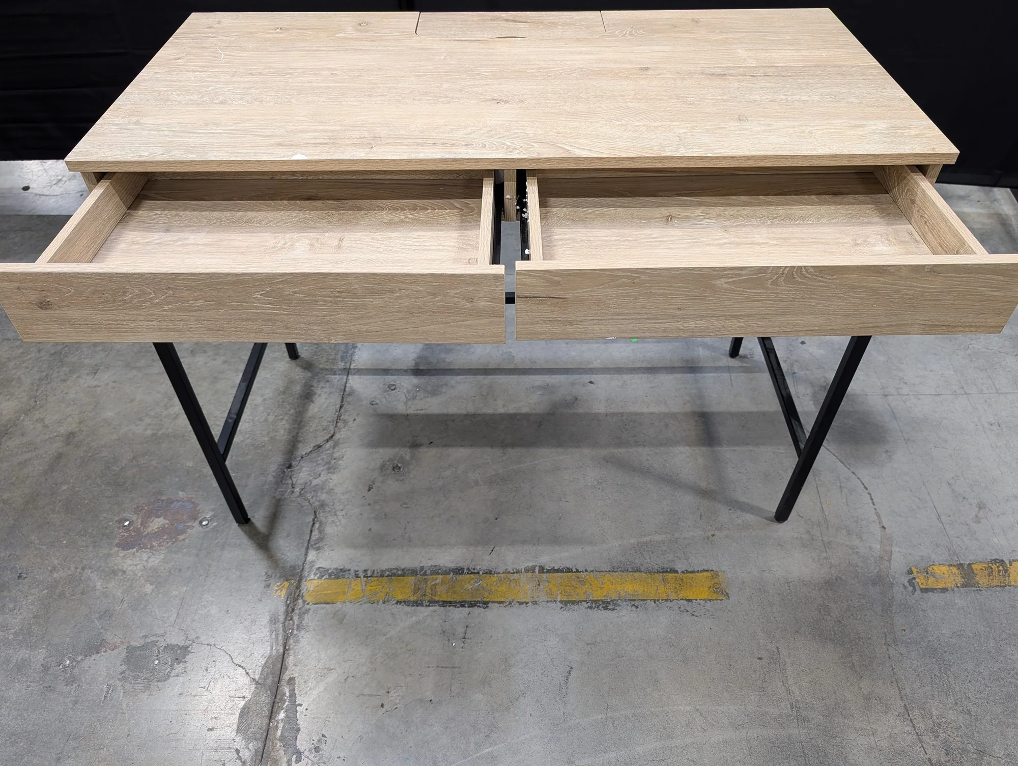 Loring Modern Writing Desk with Dual Drawers and Integrated Power Hub - Image 4