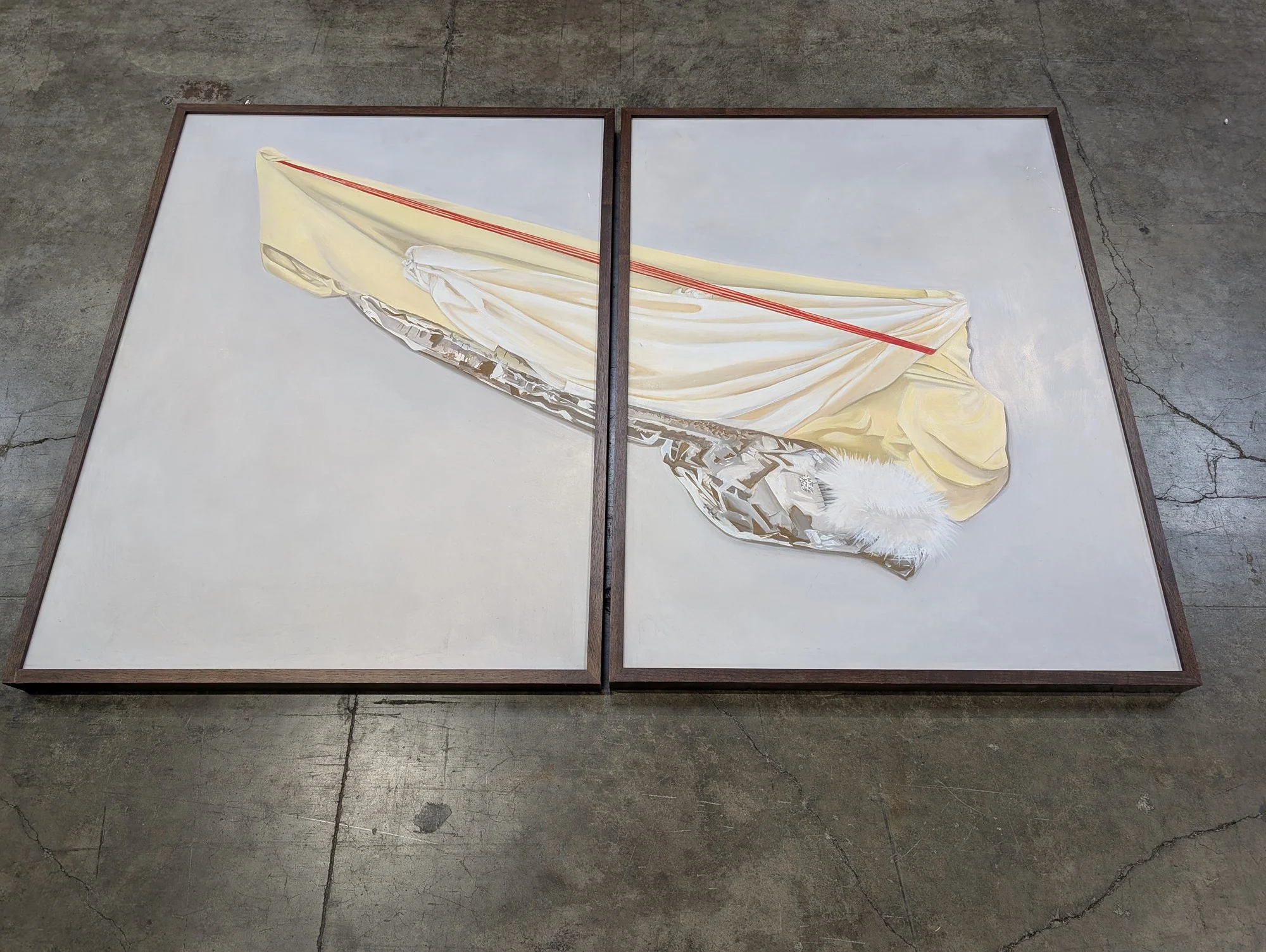 Contemporary Draped Fabric Diptych Artwork - Image 2