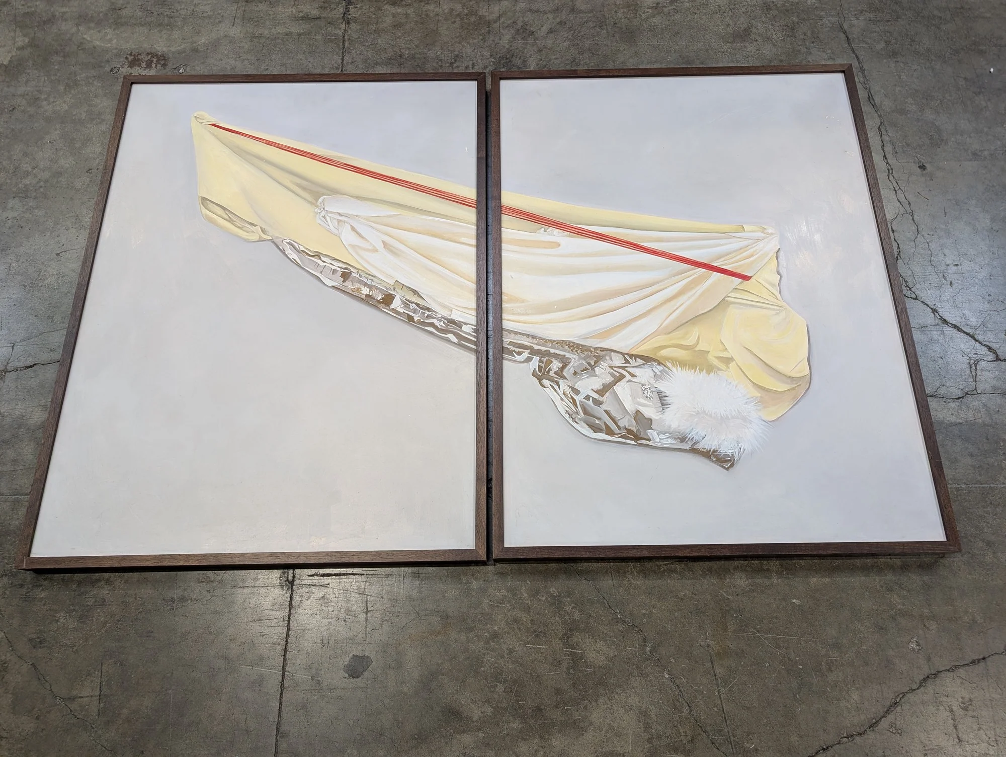Contemporary Draped Fabric Diptych Artwork - Image 3