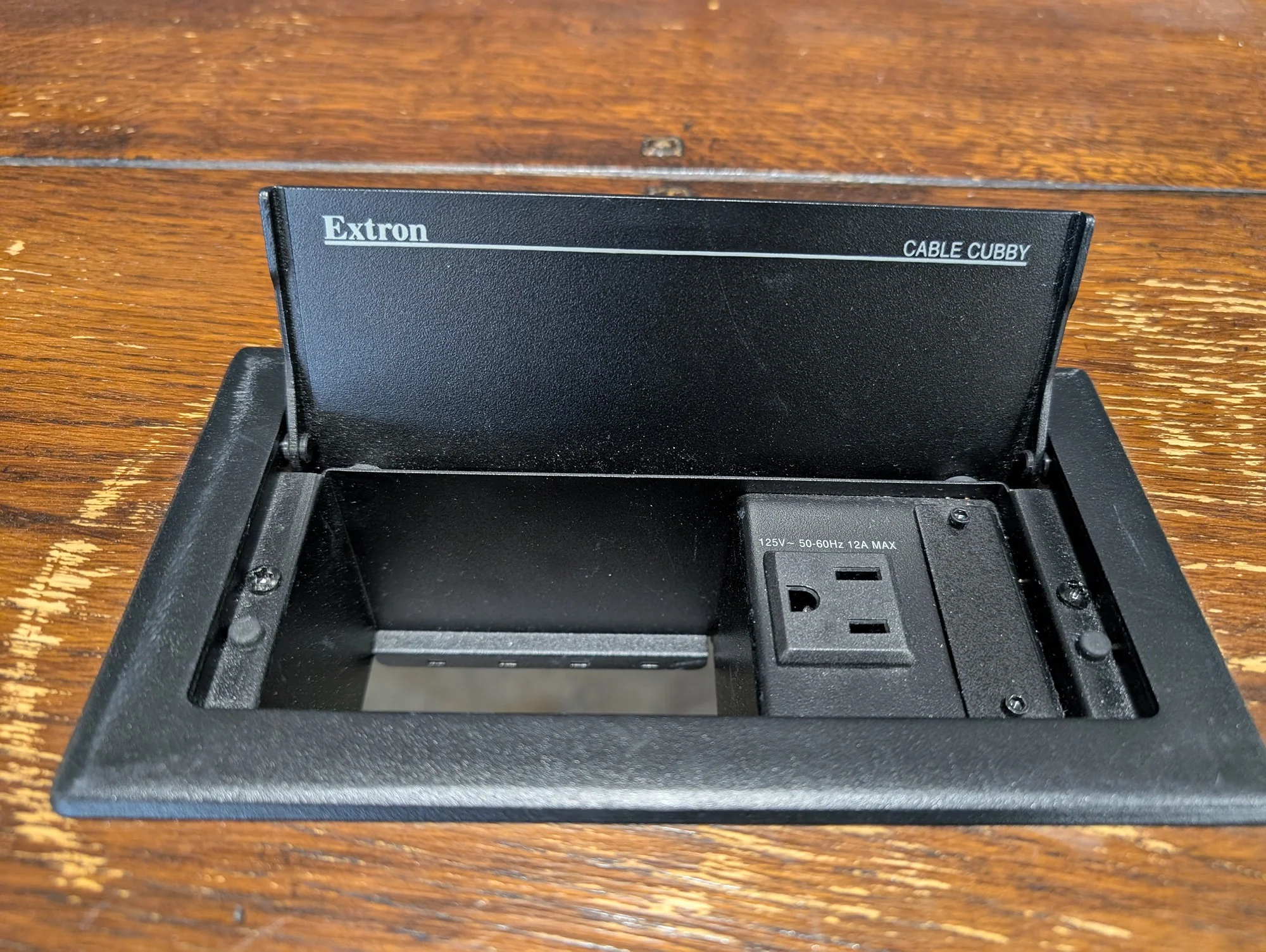 Sturdy Wooden Conference Table with Integrated Extron Cable Cubby - Image 4