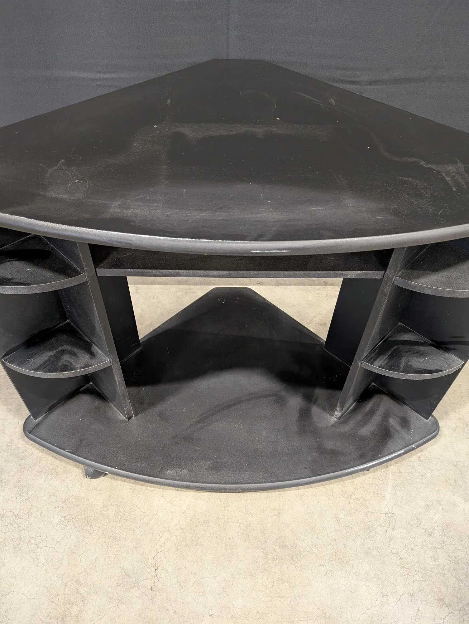 Compact Black Corner TV Stand with Storage Shelves - Image 3