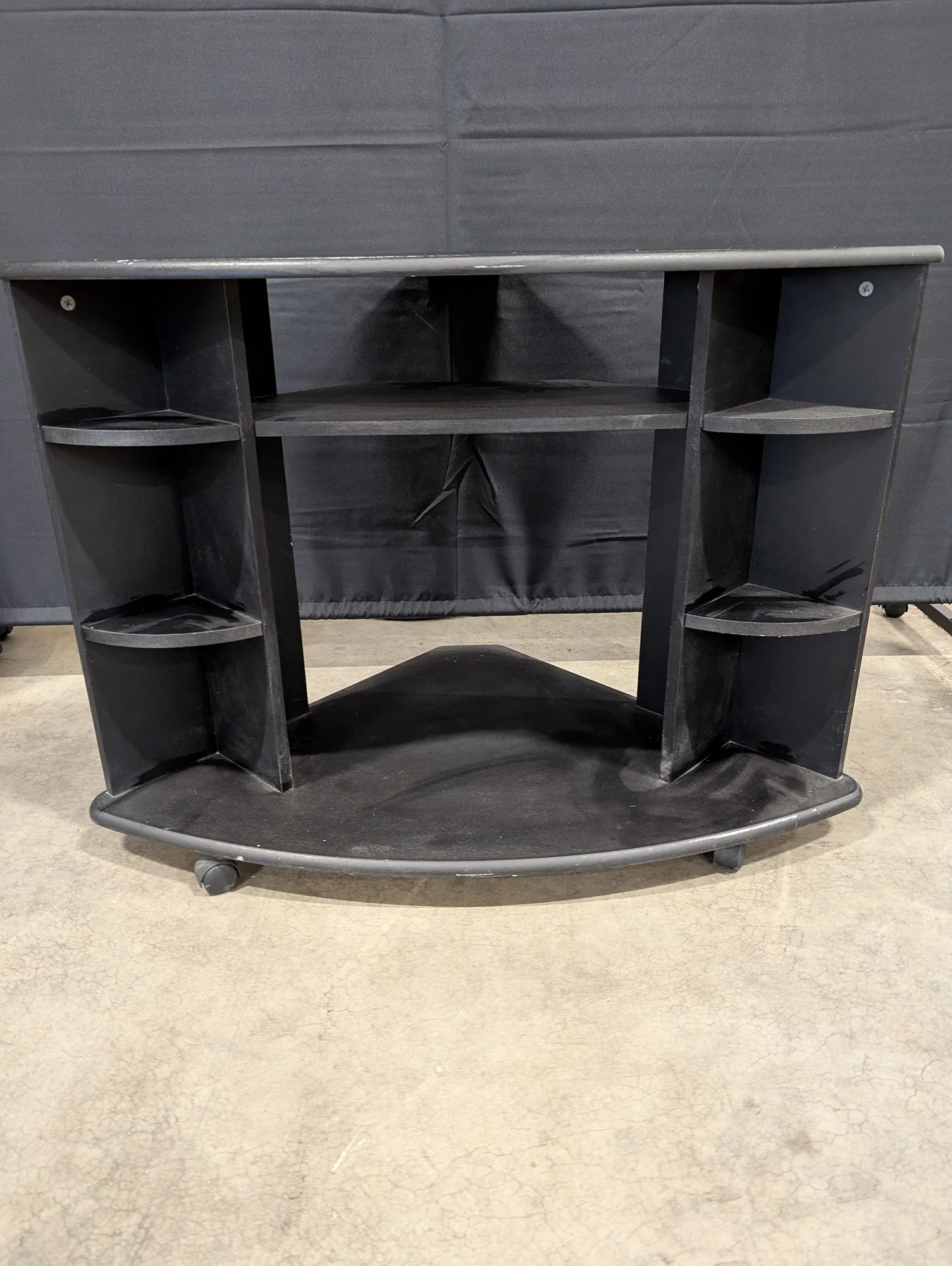 Compact Black Corner TV Stand with Storage Shelves - Image 4