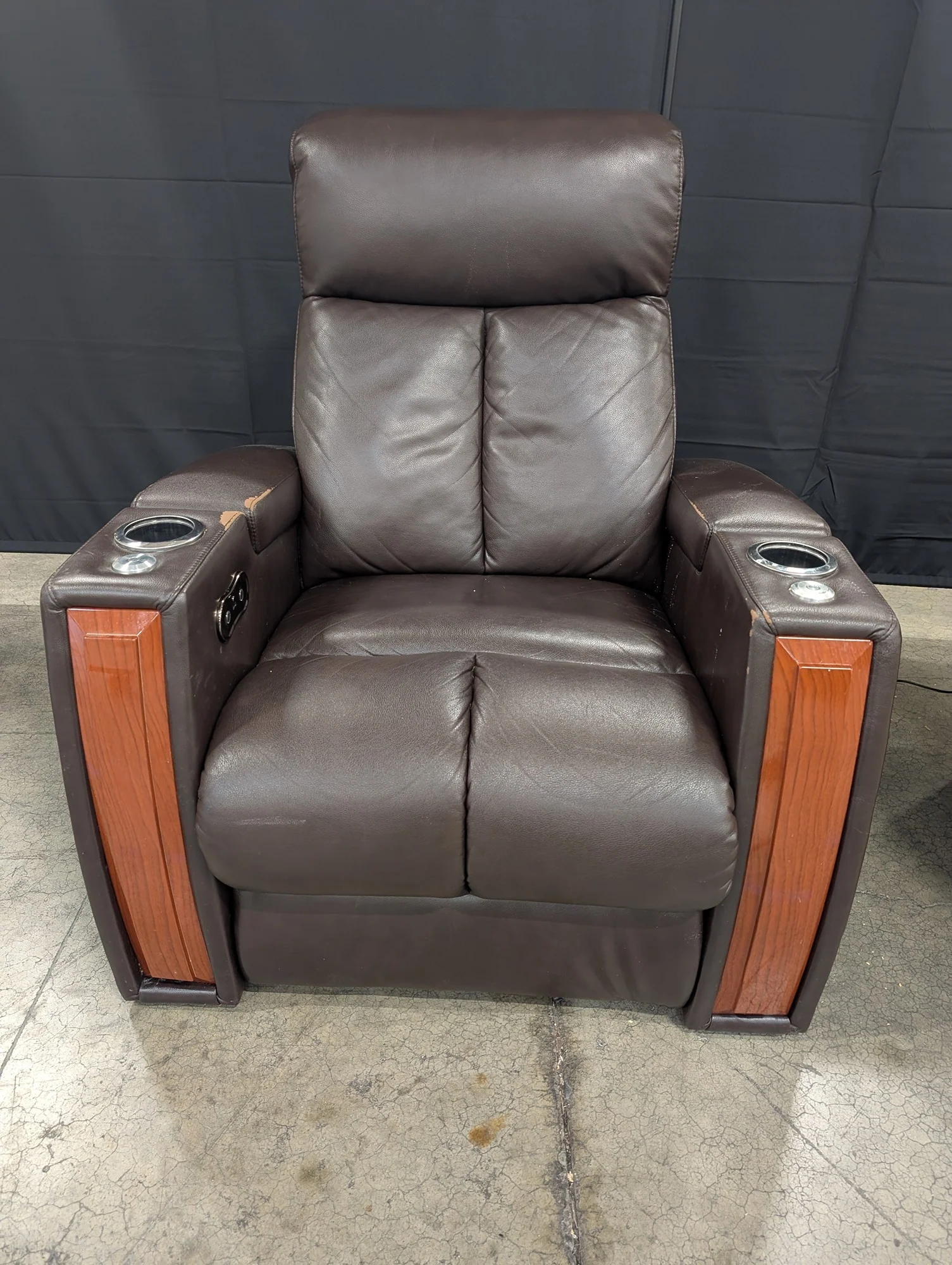 Modern Brown Recliner Chair with LED Lighting and USB Port