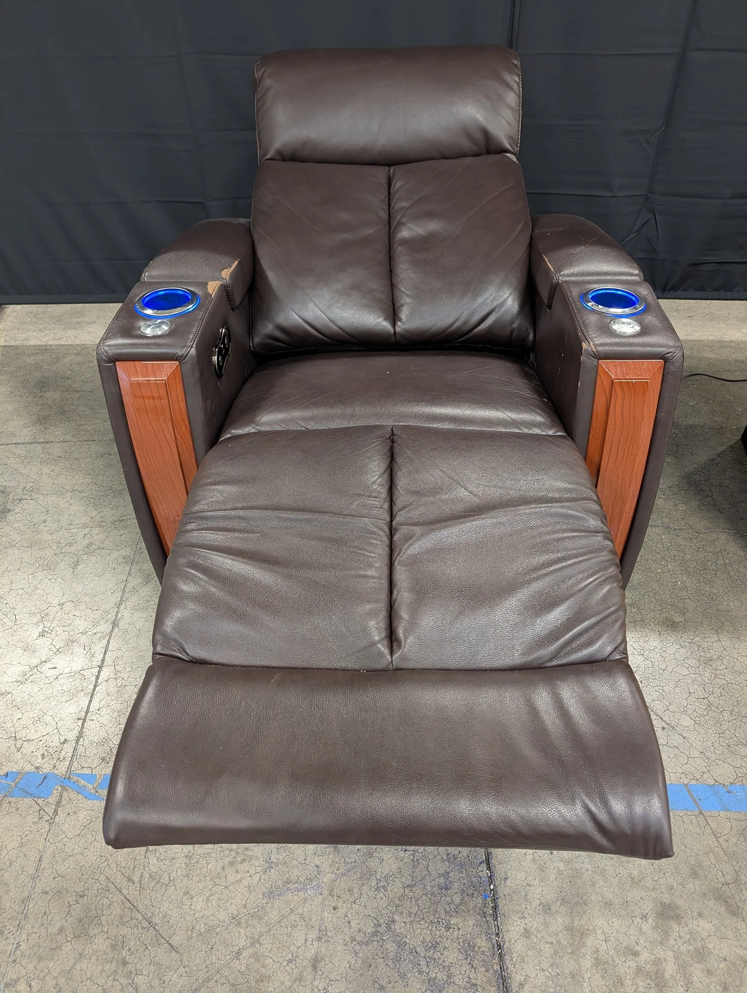 Modern Brown Recliner Chair with LED Lighting and USB Port - Image 2