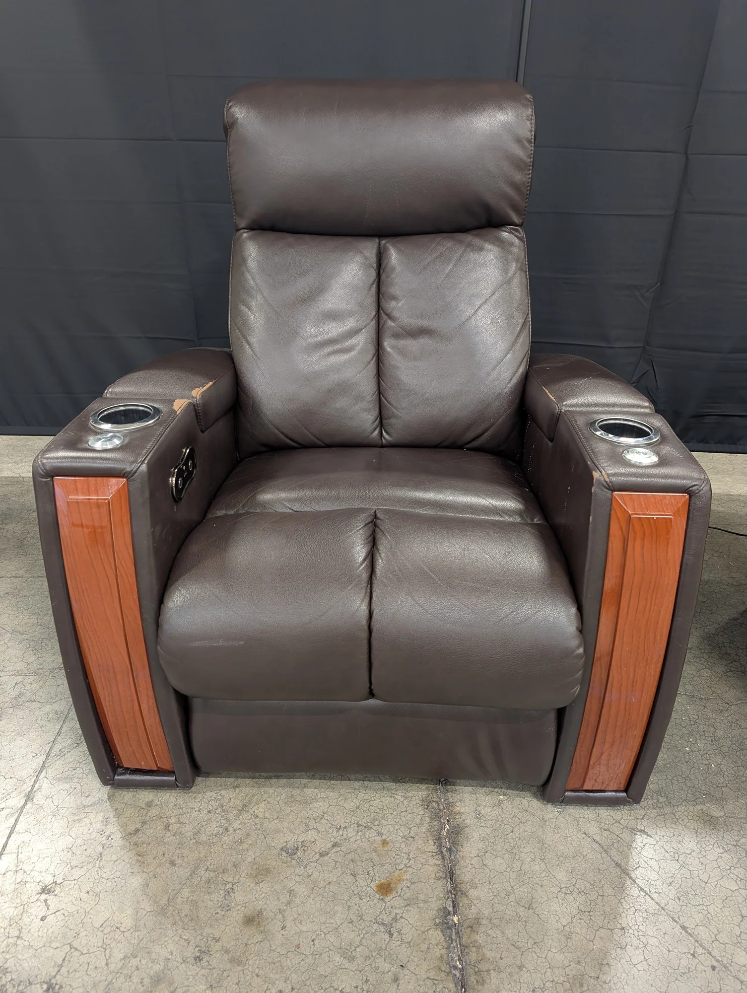Modern Brown Recliner Chair with LED Lighting and USB Port - Image 3