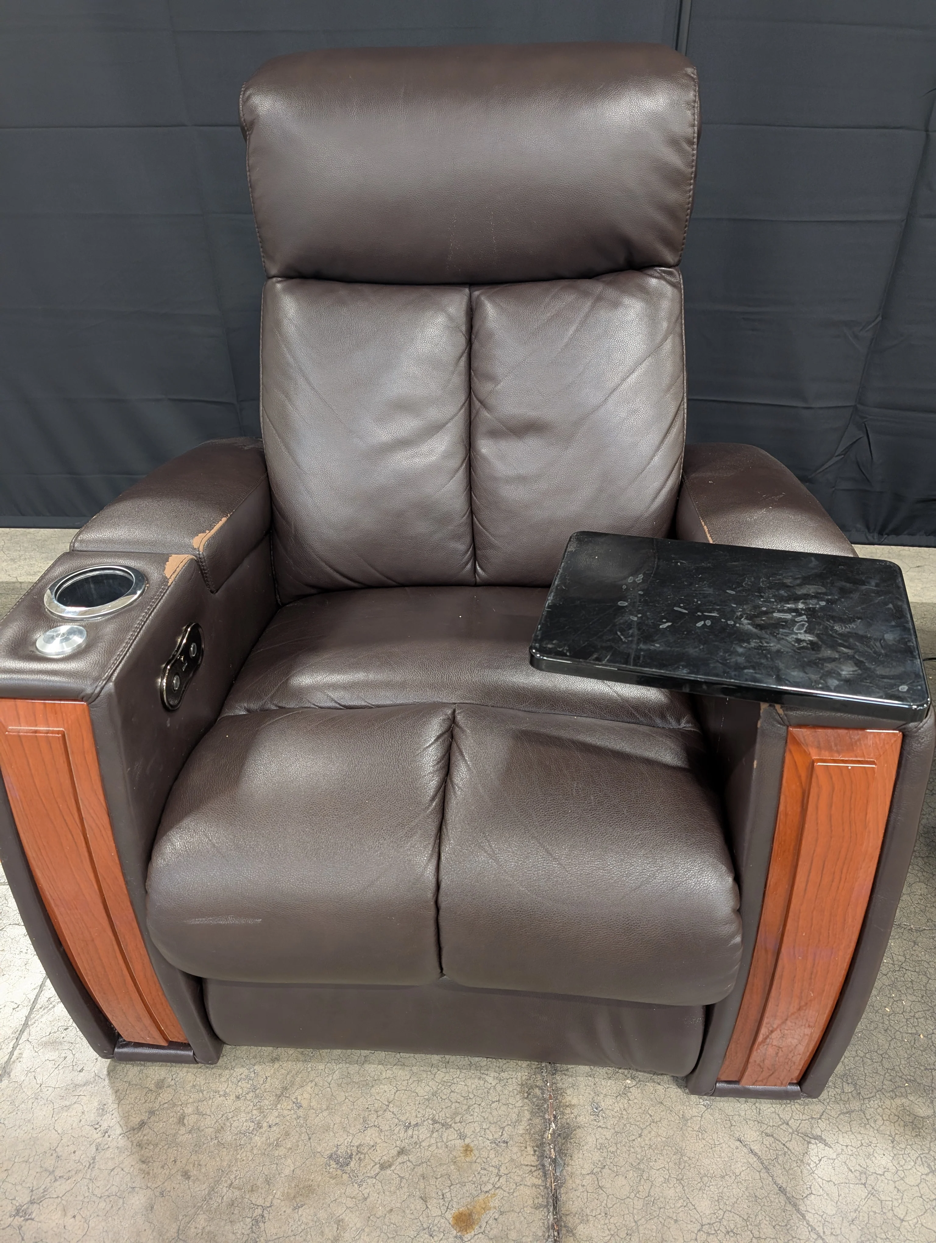 Modern Brown Recliner Chair with LED Lighting and USB Port - Image 7