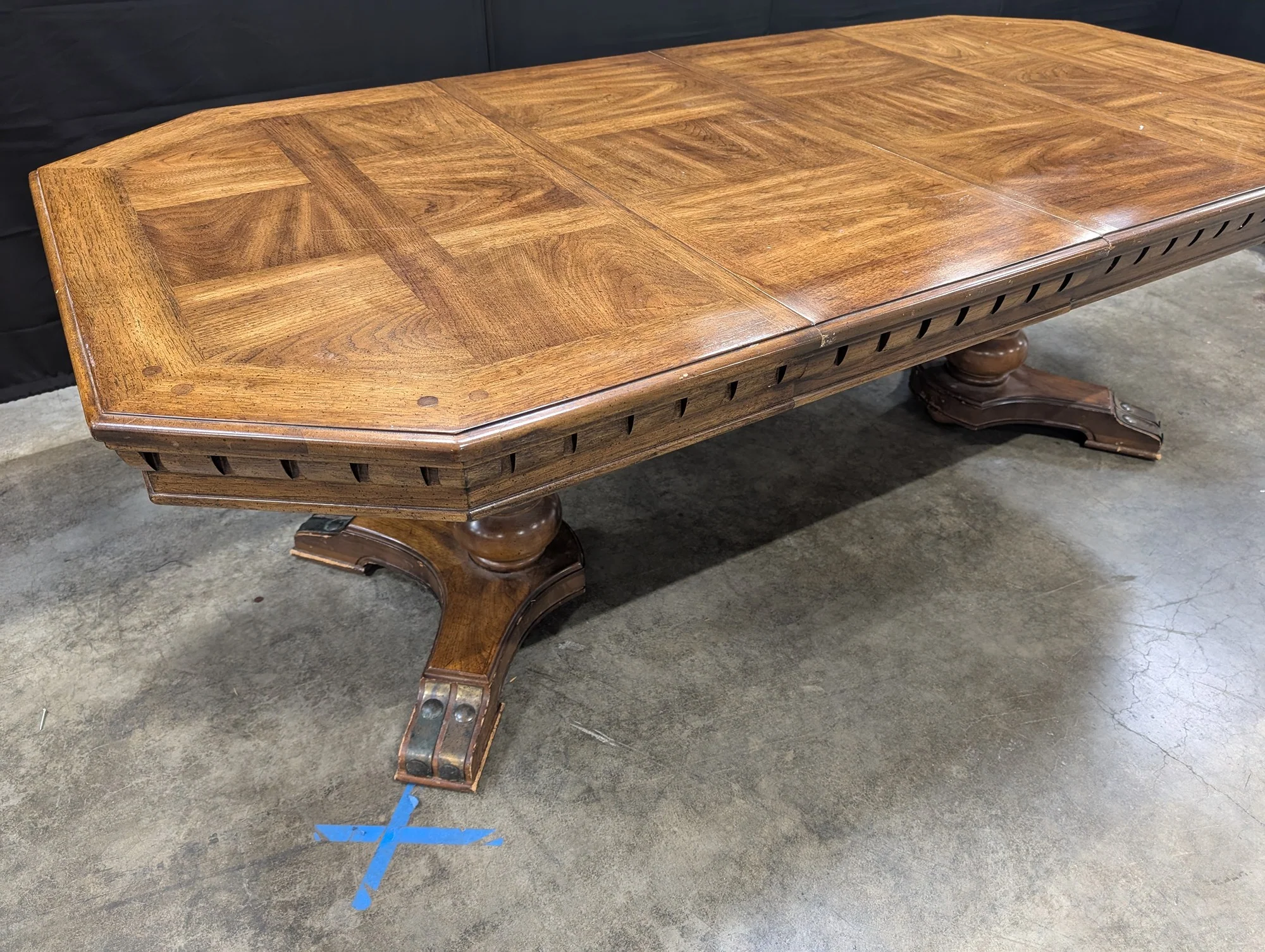 Expansive Octagonal Wood Dining Table with Inlaid Top - Image 3